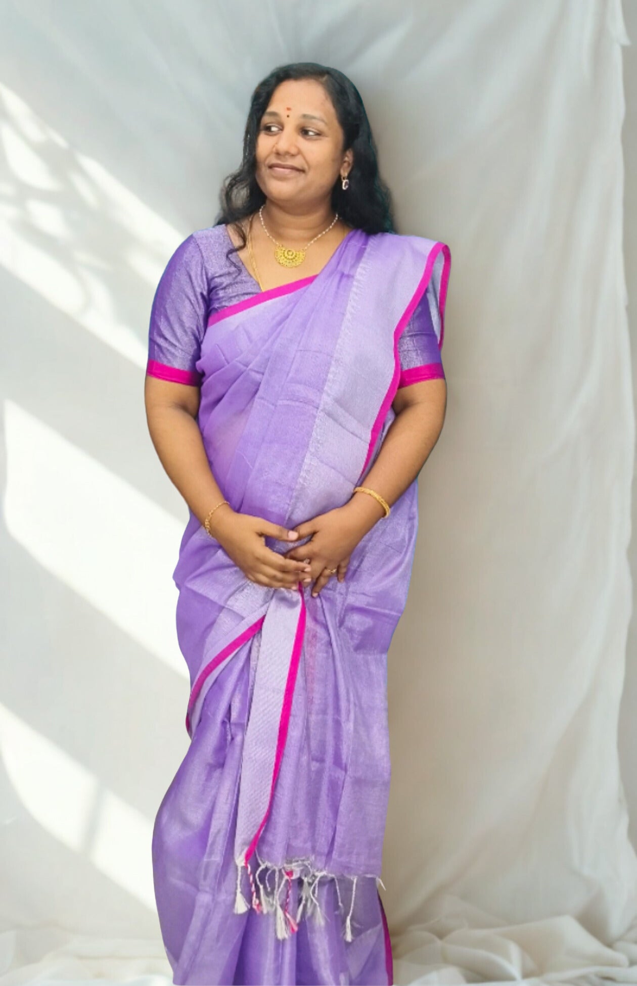 Metallic Lavender Raga Tissue Silk Saree with Running Blouse