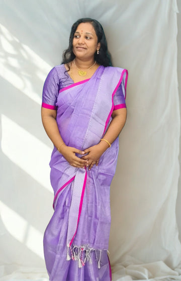 Metallic Lavender Raga Tissue Silk Saree with Running Blouse