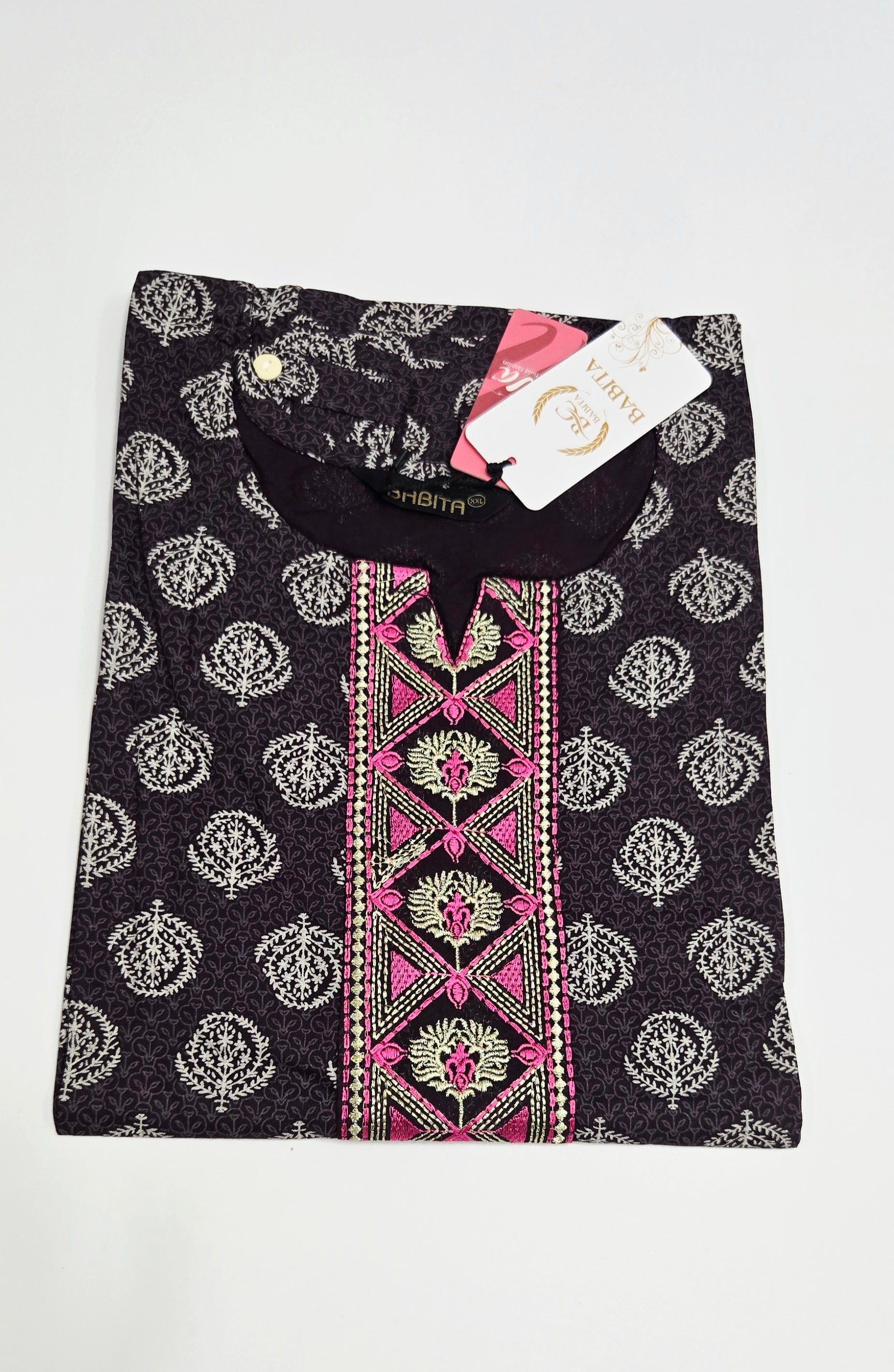 Brown Rayon Office Wear Kurti with Embroidered Front Panel