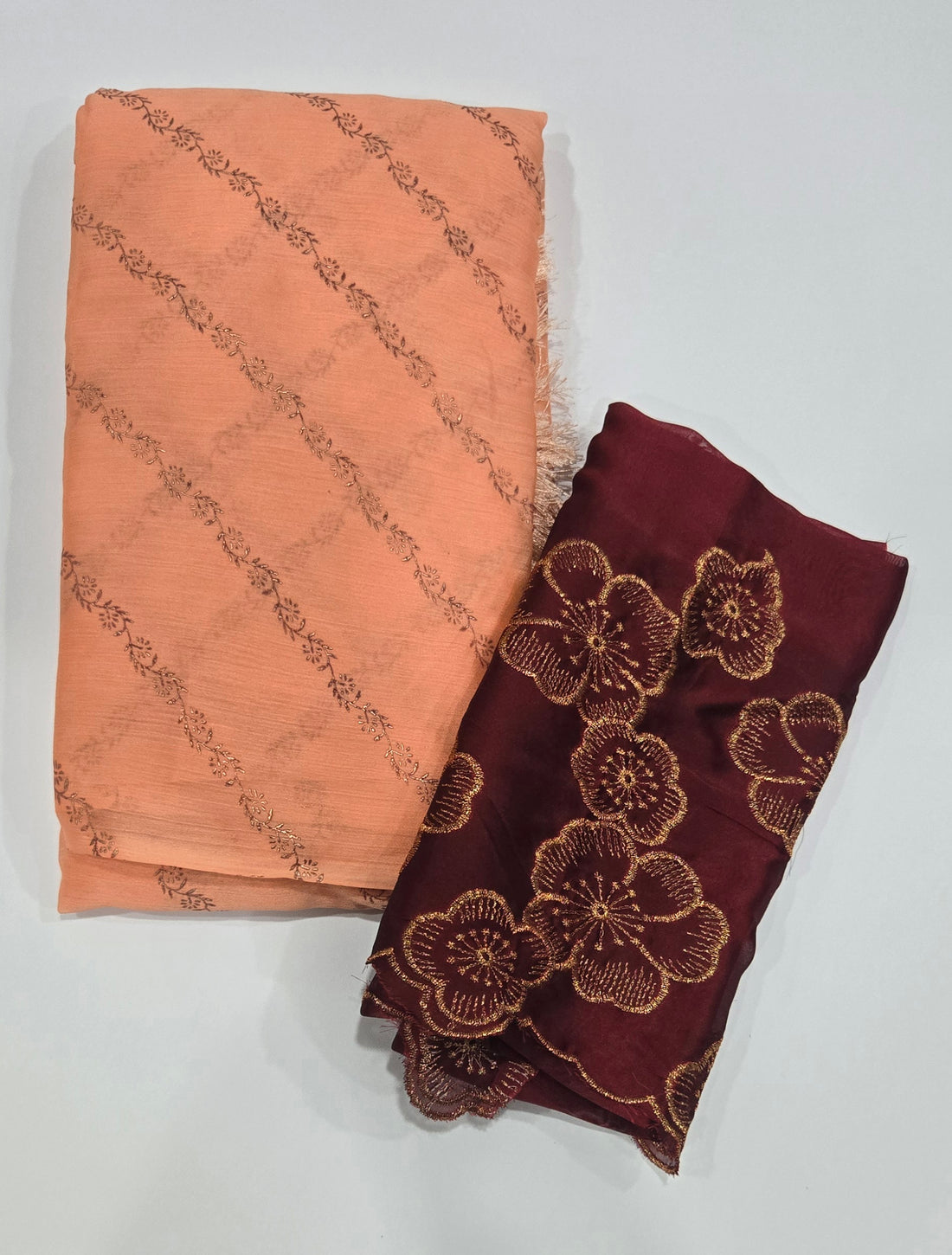 Orange Chiffon Saree with Embroidered Blouse – Elegant & Lightweight Party Wear