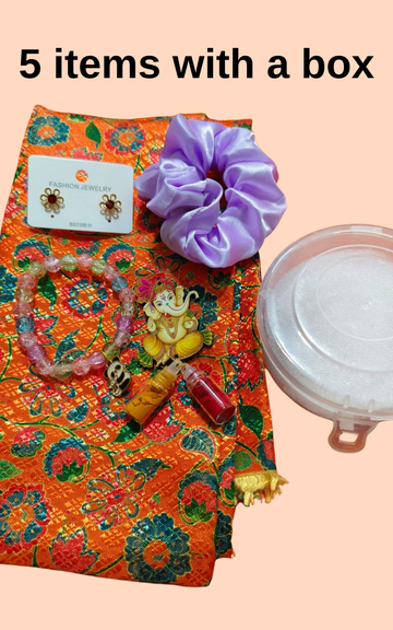 Pooja Thamboolam Gift Hamper – 5 Items with Protective Box | Return Gift for Festivals & Functions