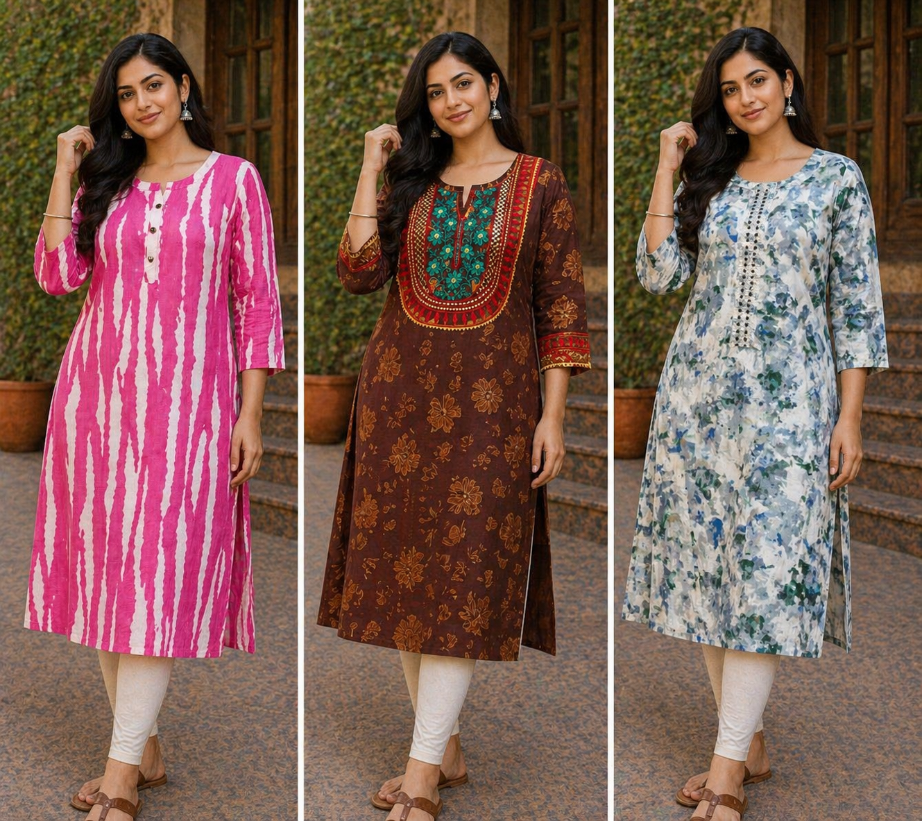 Combo 34- Mini trends | Buy 3 Kurtis for ₹500 Combo (M size)