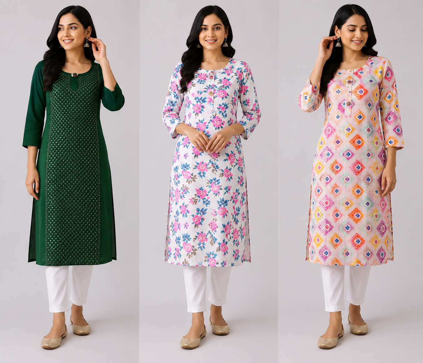 Combo 73 | Buy 3 Kurtis for ₹500 Combo (L size)