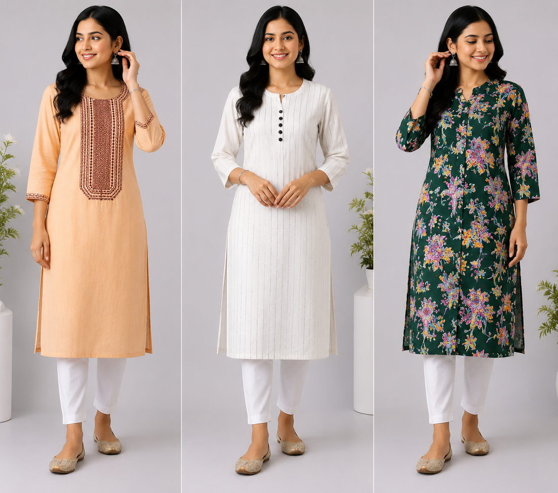 Combo 79 | Buy 3 Kurtis for ₹500 Combo (L size)