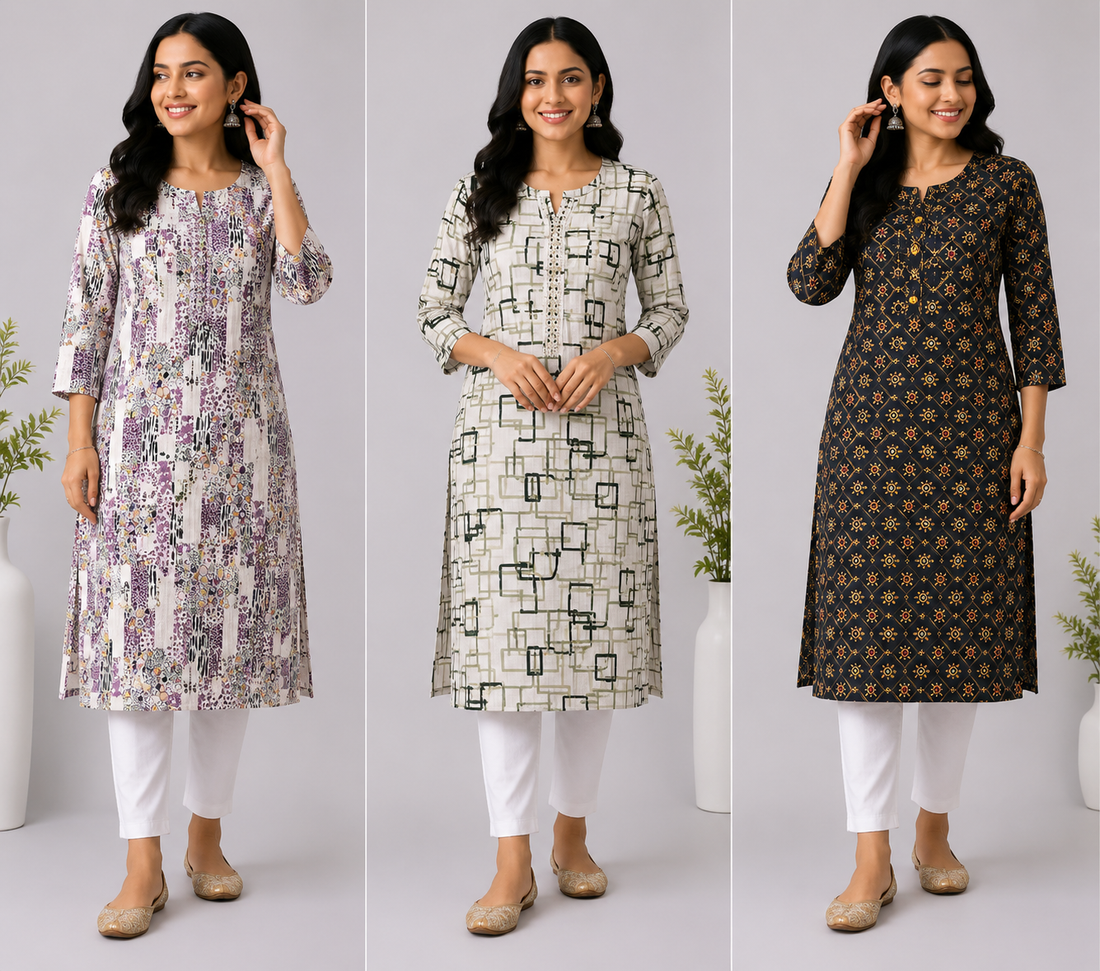 Combo 80 | Buy 3 Kurtis for ₹500 Combo (L size)