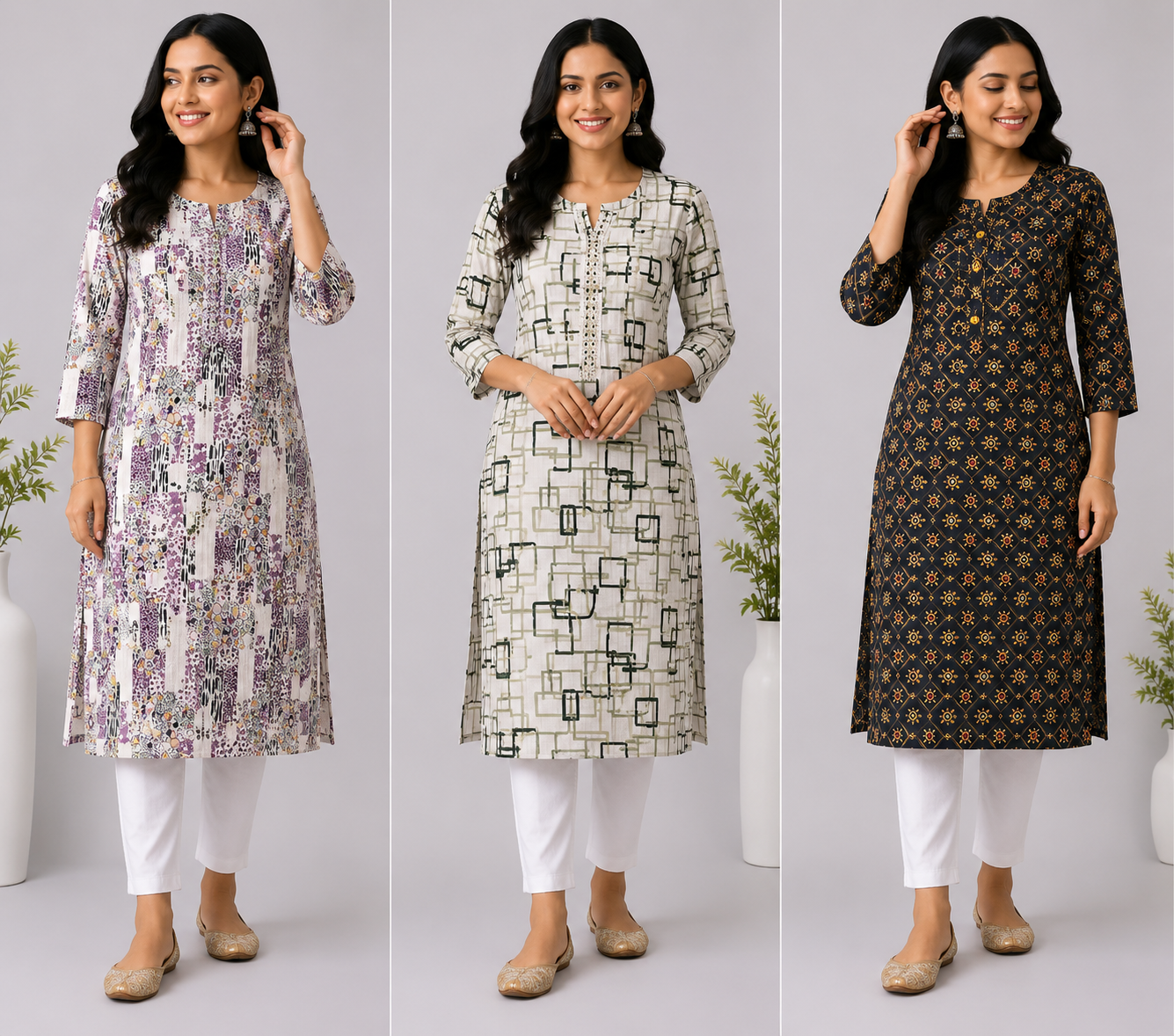 Combo 80 | Buy 3 Kurtis for ₹500 Combo (L size)