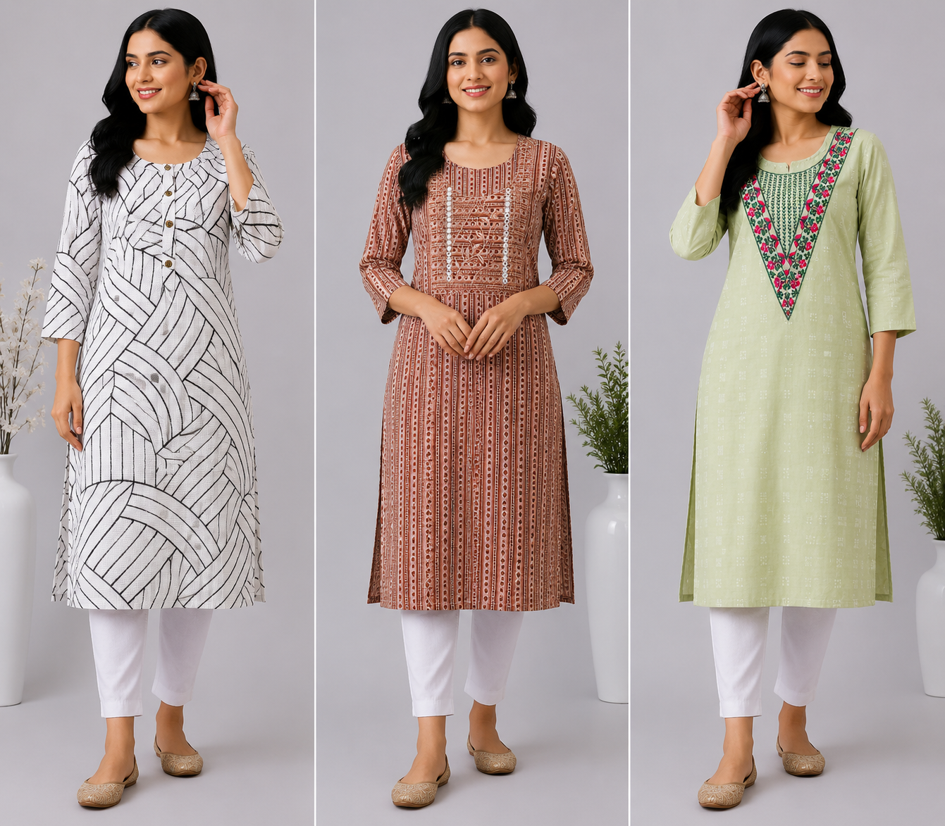 Combo 87| Buy 3 Kurtis for ₹500 Combo (L size)