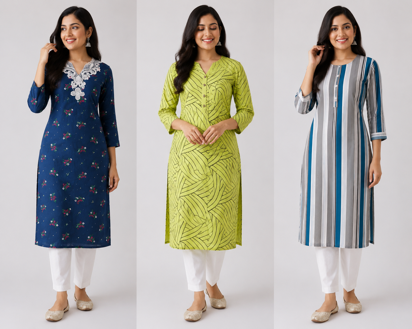 Combo 45 | Buy 3 Kurtis for ₹500 Combo (L size)