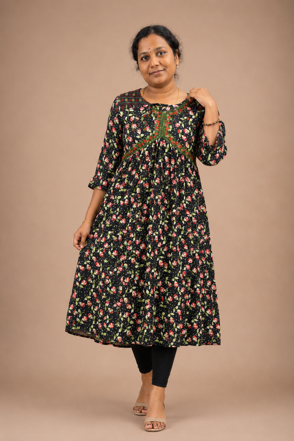 Popcorn Lightweight Umbrella Aliya Cut Kurti | Floral Printed Flared Daily Wear Kurti