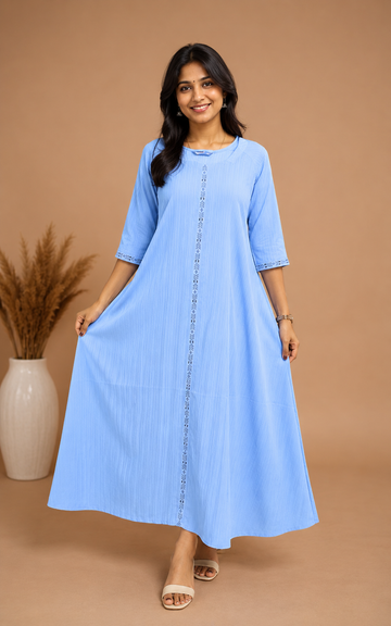 Elegant Plus Size Umbrella Kurti for Women | Soft Popcorn Fabric A-Line Kurti