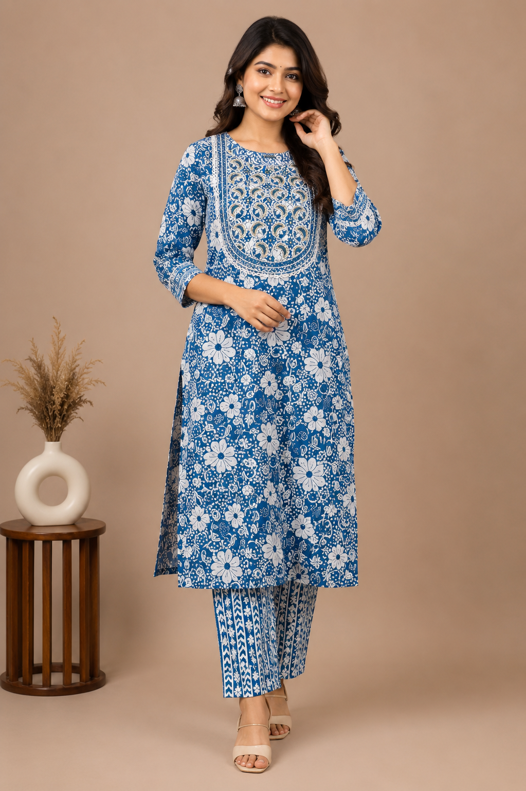 Premium Cotton 3-Piece Kurti Set for Women with Pant & Dupatta | Elegant Daily & Festive Wear