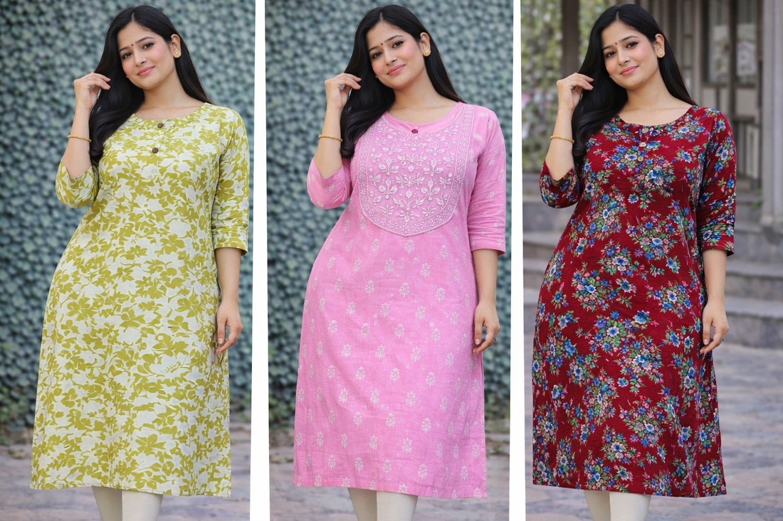 Combo 15- Styly rocks | Buy 3 Kurtis for ₹500 Combo (XL size)