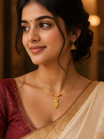 Lightweight Invisible Peacock Pendant Necklace for Women | Minimal Daily Wear Gold Look Chain India