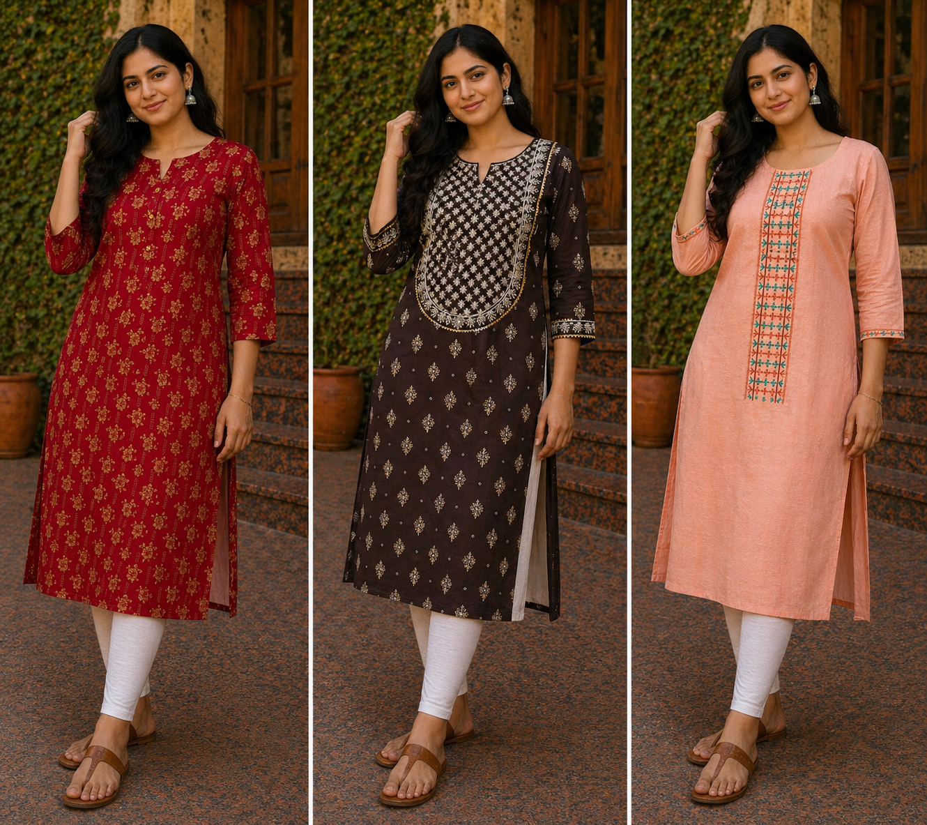 Combo 2 – Bright daily wear | Buy 3 Kurtis for ₹500 Combo (L size)