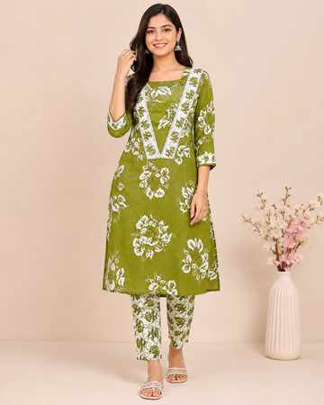 Women's Premium Cotton Printed Co-Ord Set | Stylish Top & Straight Pant Set