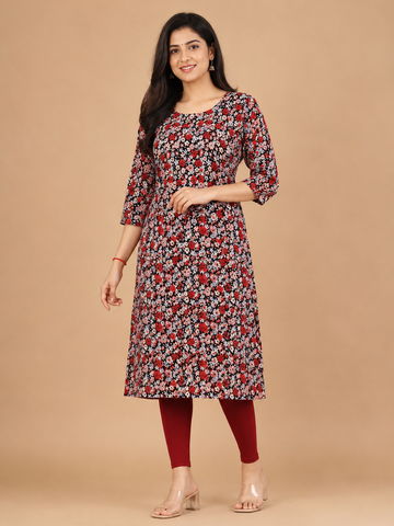 Women's Printed Popcorn Delta Kurti | Soft Lightweight Office Wear
