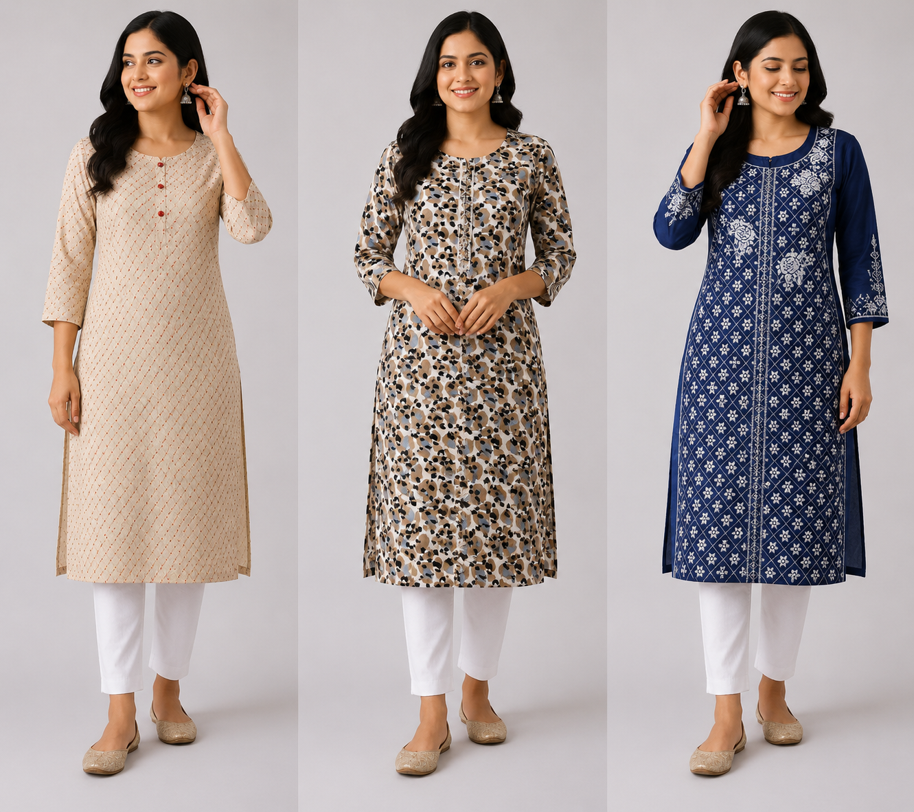 Combo 74 | Buy 3 Kurtis for ₹500 Combo (L size)