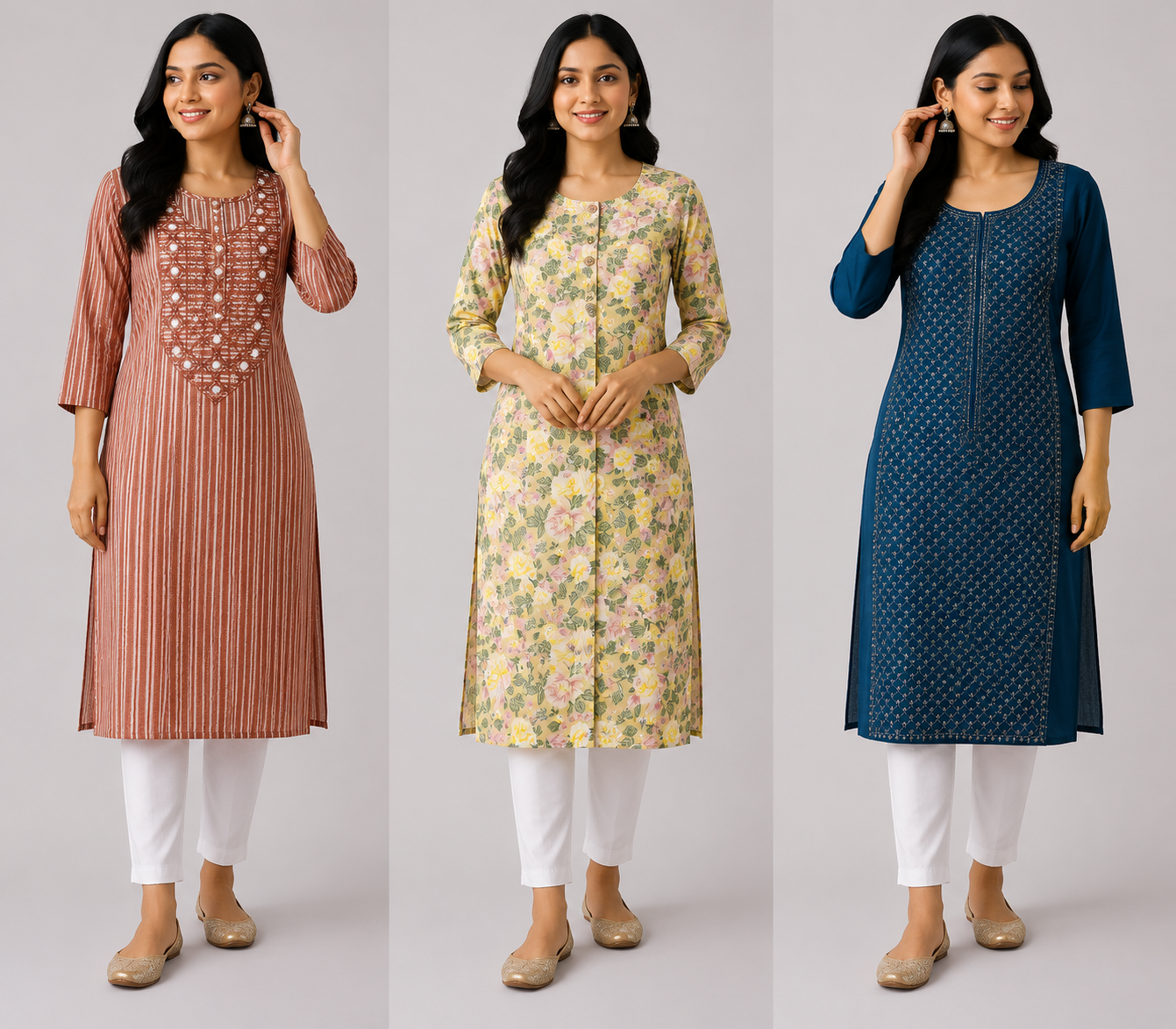 Combo 76 | Buy 3 Kurtis for ₹500 Combo (L size)