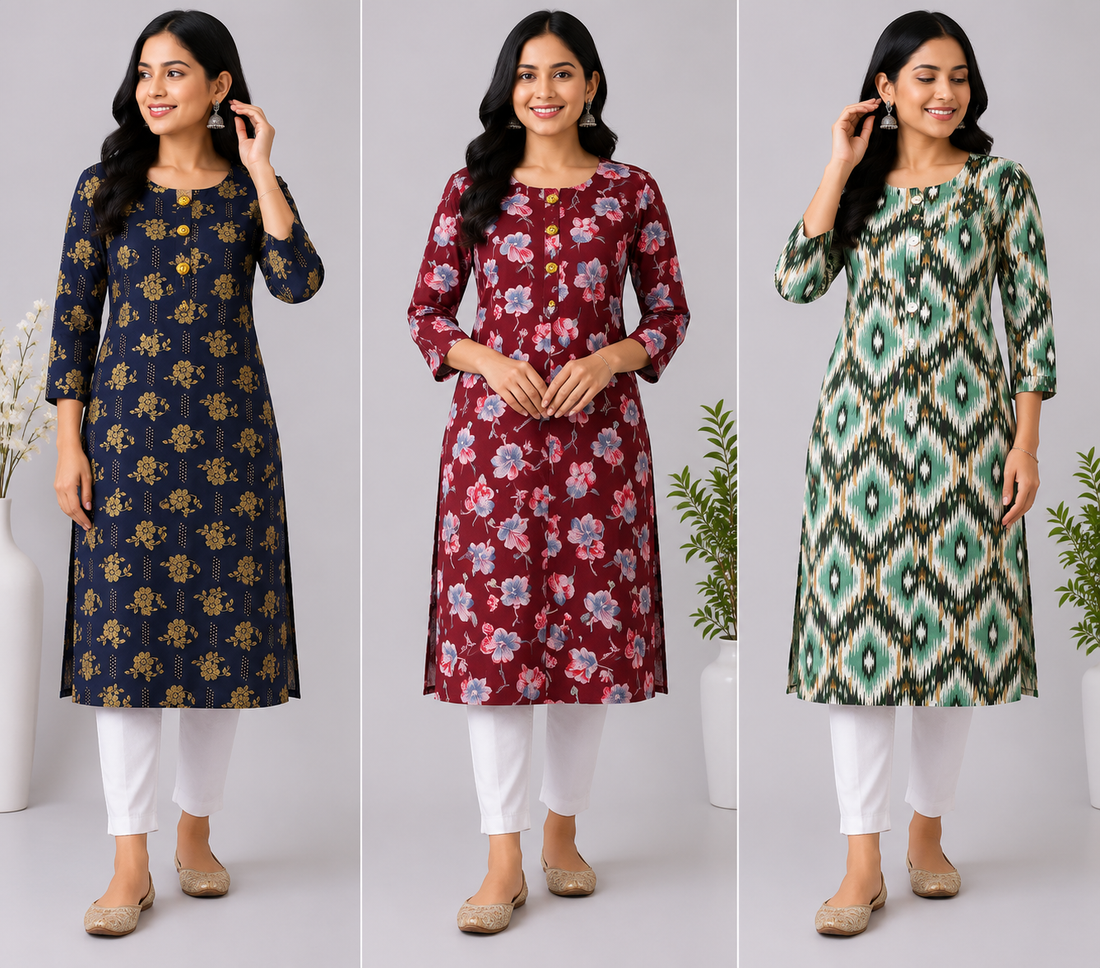 Combo 81 | Buy 3 Kurtis for ₹500 Combo (L size)