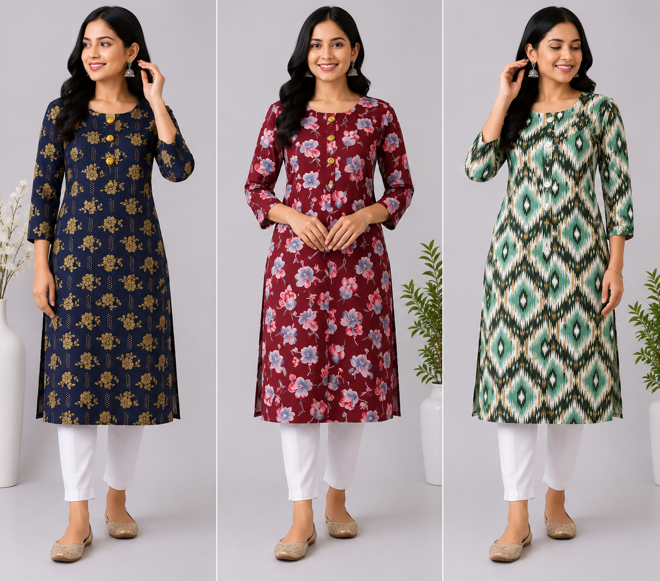 Combo 81 | Buy 3 Kurtis for ₹500 Combo (L size)