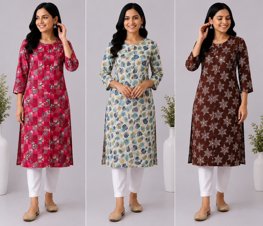 Combo 82 | Buy 3 Kurtis for ₹500 Combo (L size)