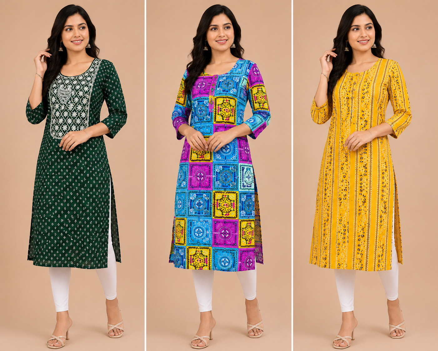 Combo 22 - Trend setters | Buy 3 Kurtis for ₹500 Combo (XL size)