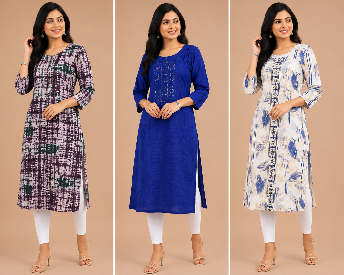 Combo 31- Large trends | Buy 3 Kurtis for ₹500 Combo (M size)