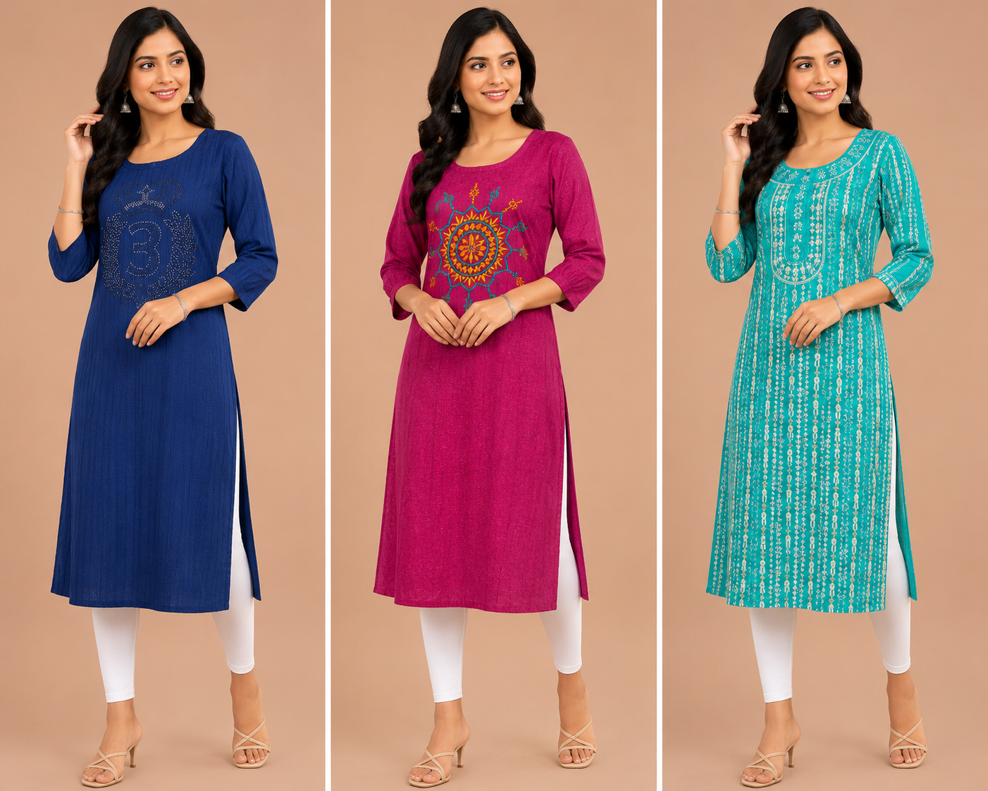 Combo 35- Mini trends | Buy 3 Kurtis for ₹500 Combo (M size)