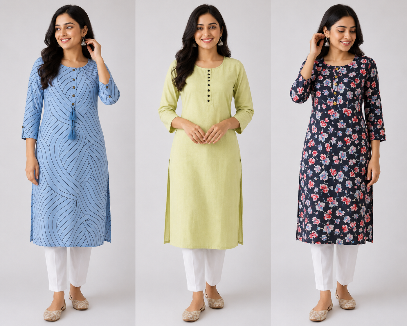 Combo 33- Large trends | Buy 3 Kurtis for ₹500 Combo (L size)