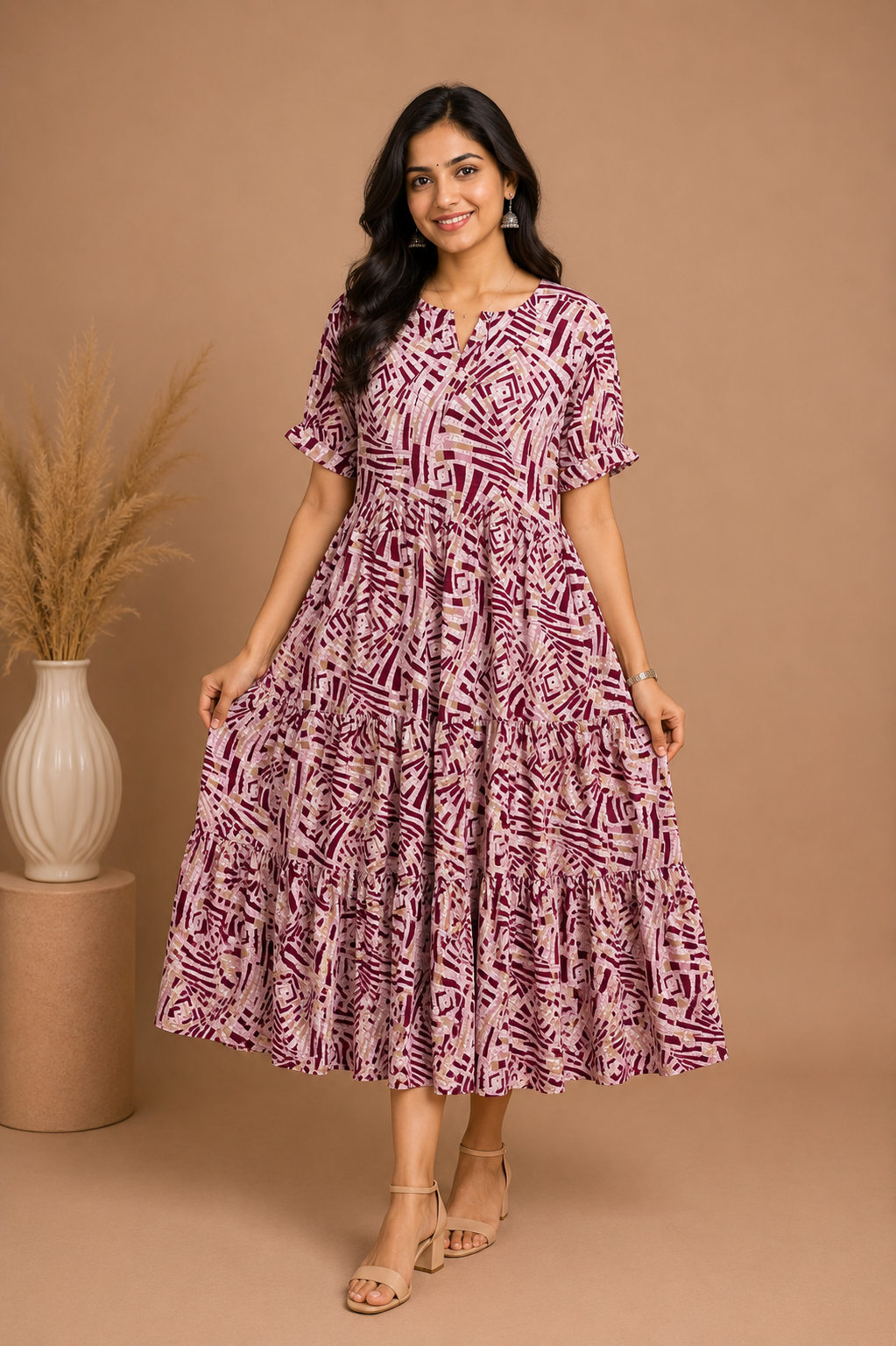 Premium Rayon Long Maxi Gown Any 3 Random colours rs. 1299 only | Puff Sleeve for Women