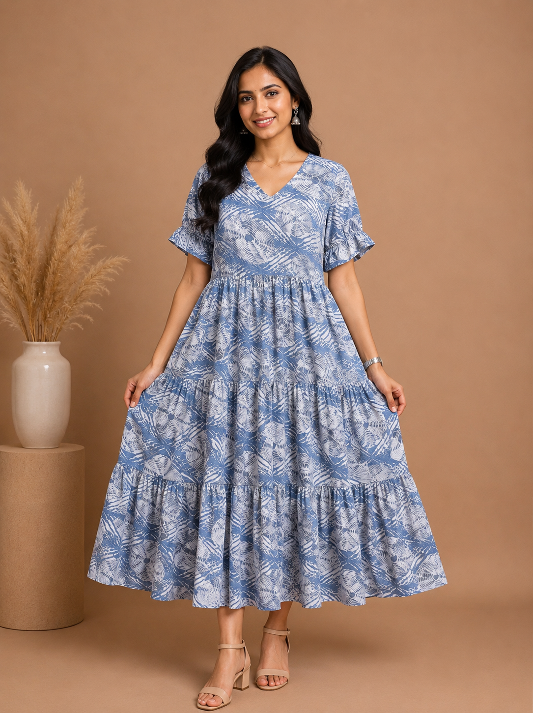 Premium Rayon Long Maxi Gown Any 3 Random colours rs. 1299 only | Puff Sleeve for Women