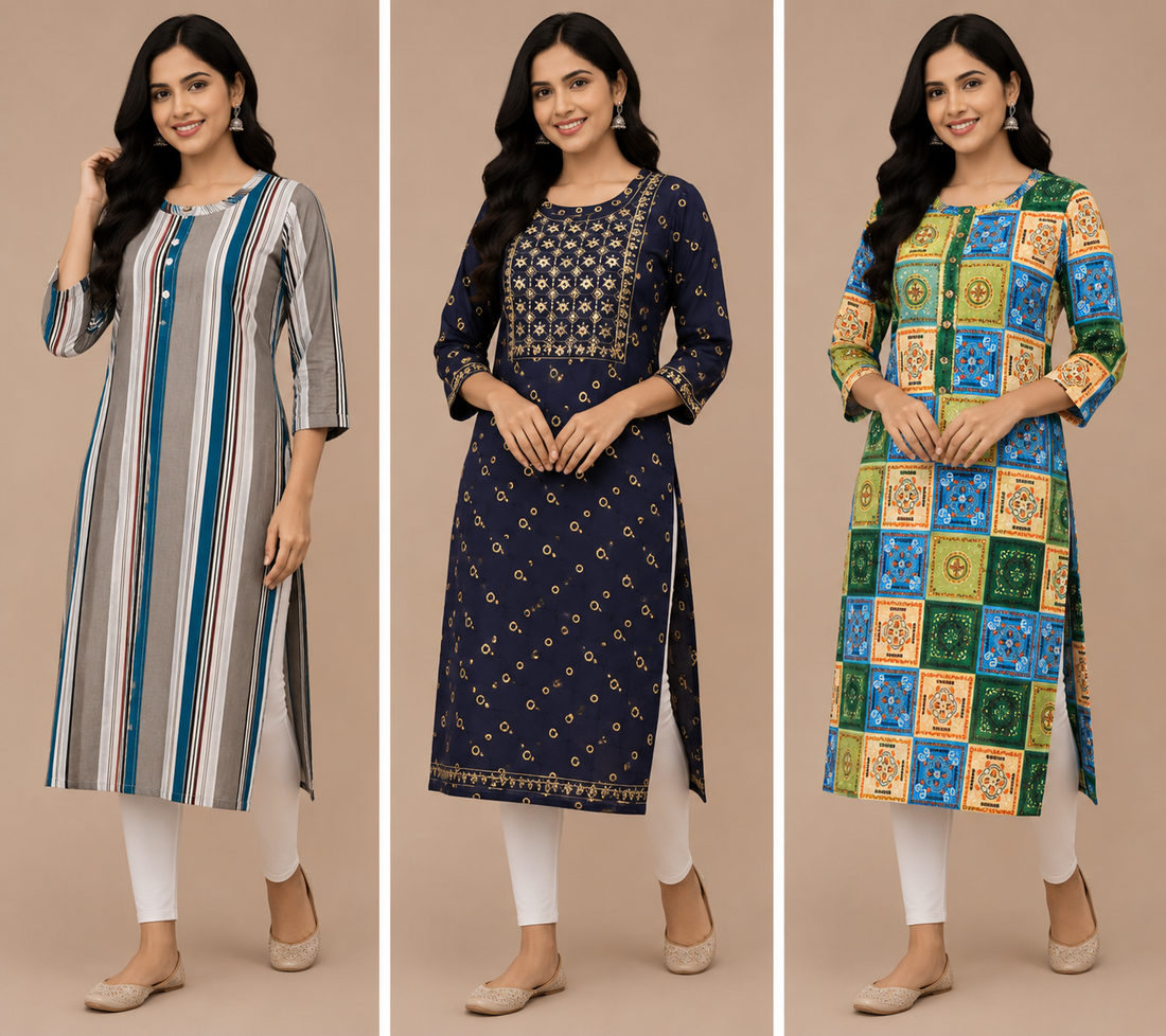 Combo 25 - Amsu trends | Buy 3 Kurtis for ₹500 Combo (XL size)