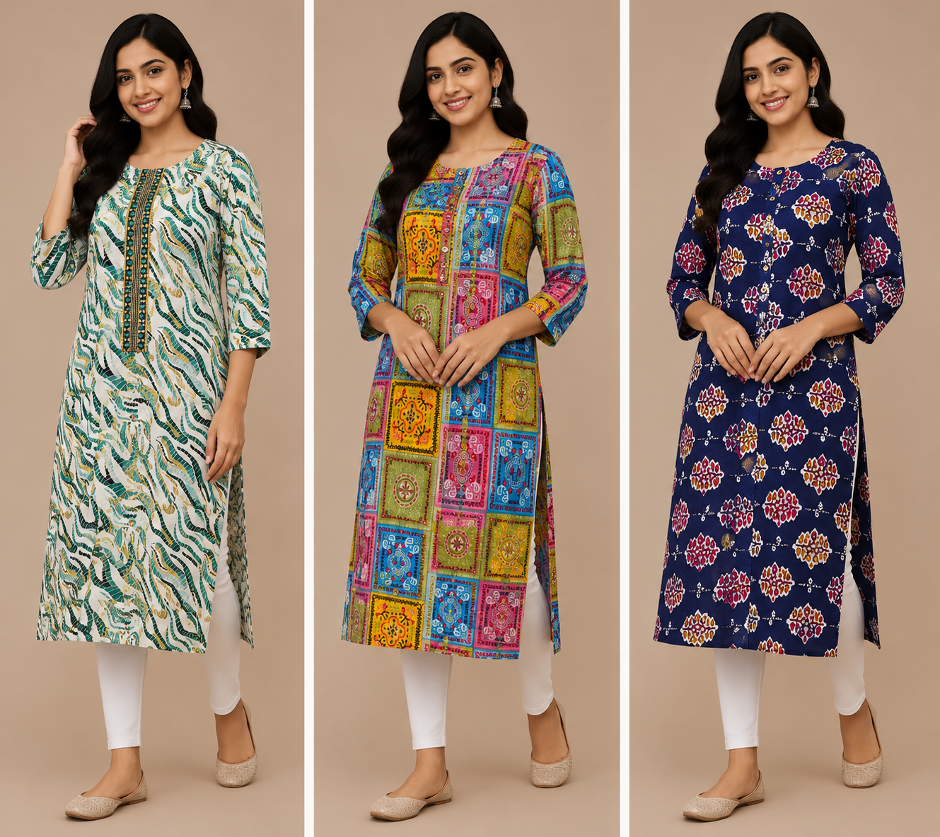 Combo 18- amsu trends | Buy 3 Kurtis for ₹500 Combo (XL size)
