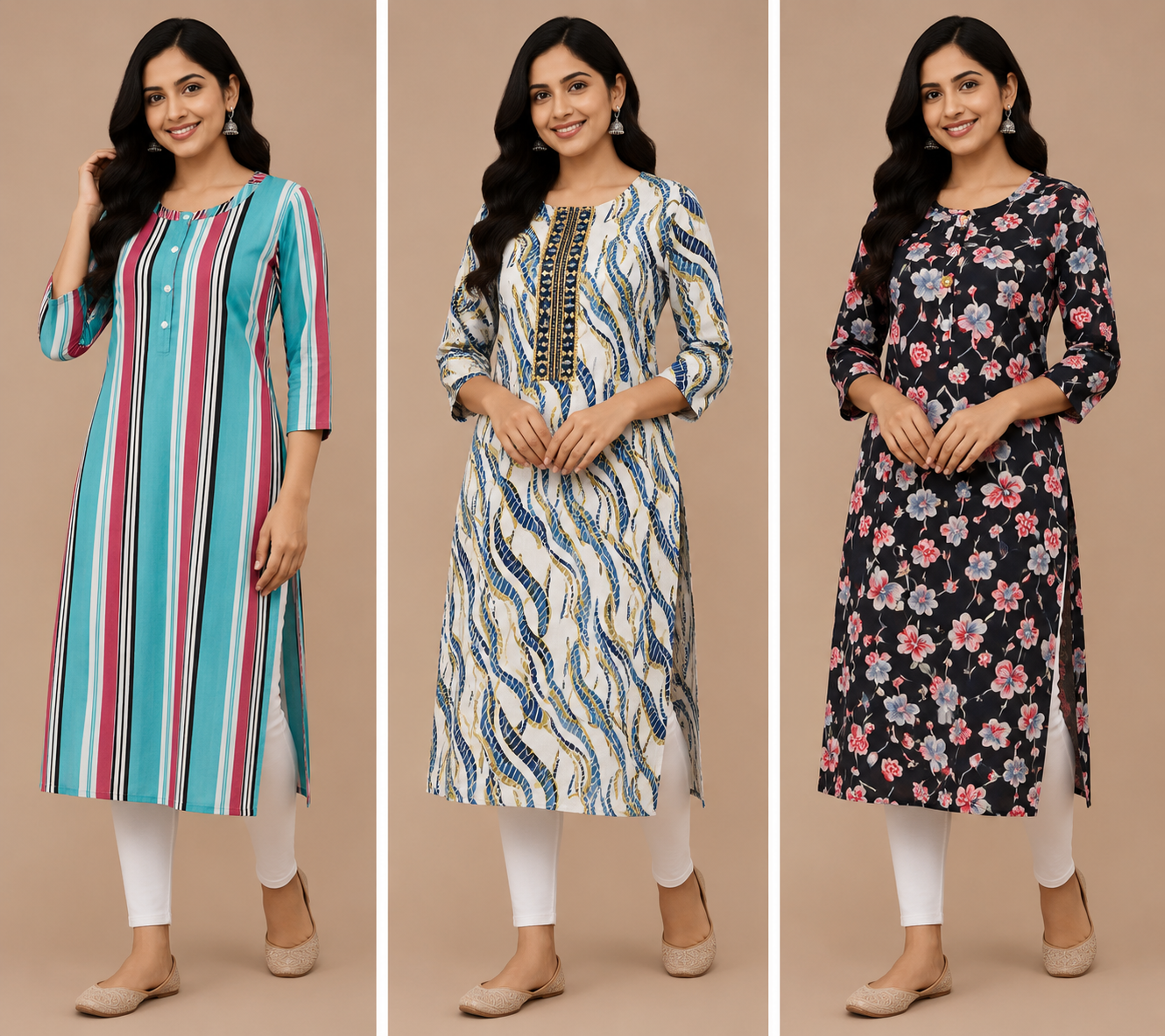 Combo 13- pattern blasts | Buy 3 Kurtis for ₹500 Combo (XL size)