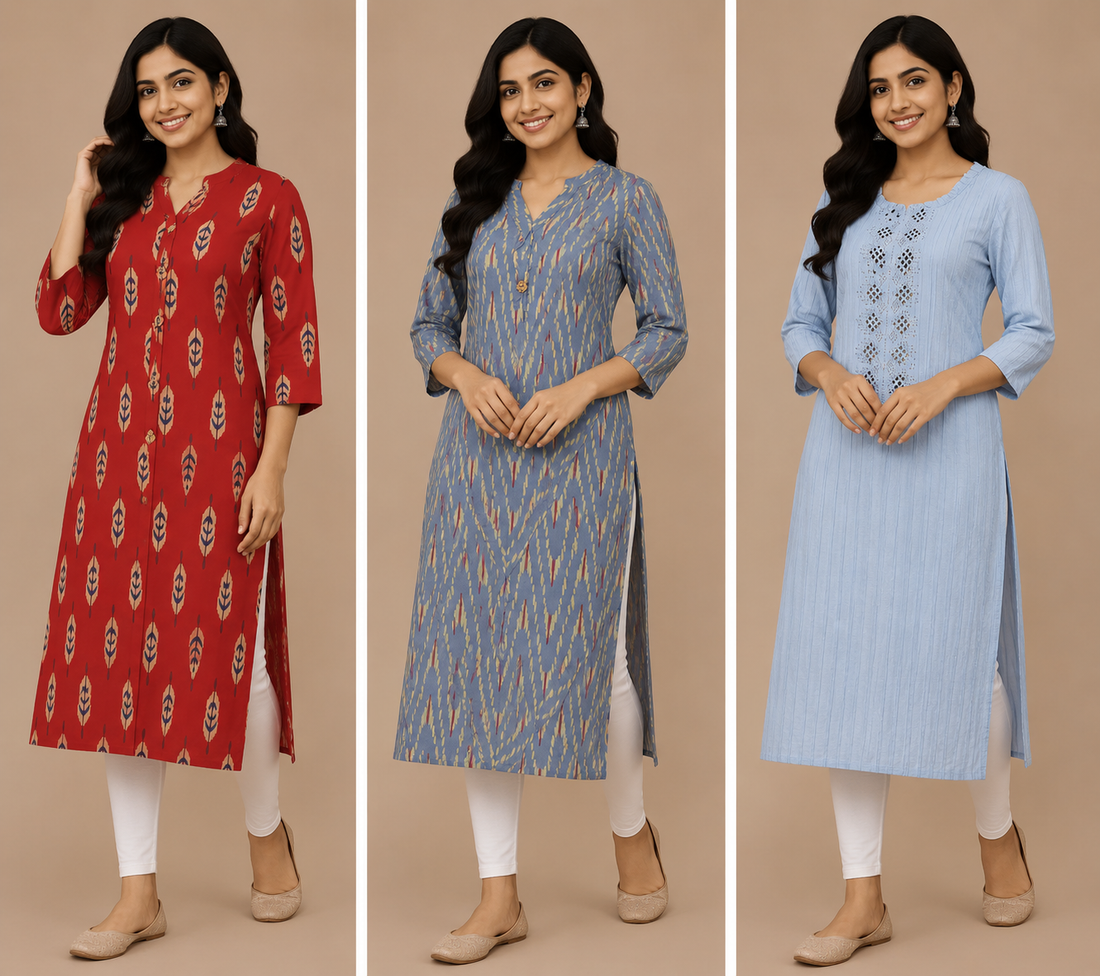 Combo 35- Small trends | Buy 3 Kurtis for ₹500 Combo (S size)