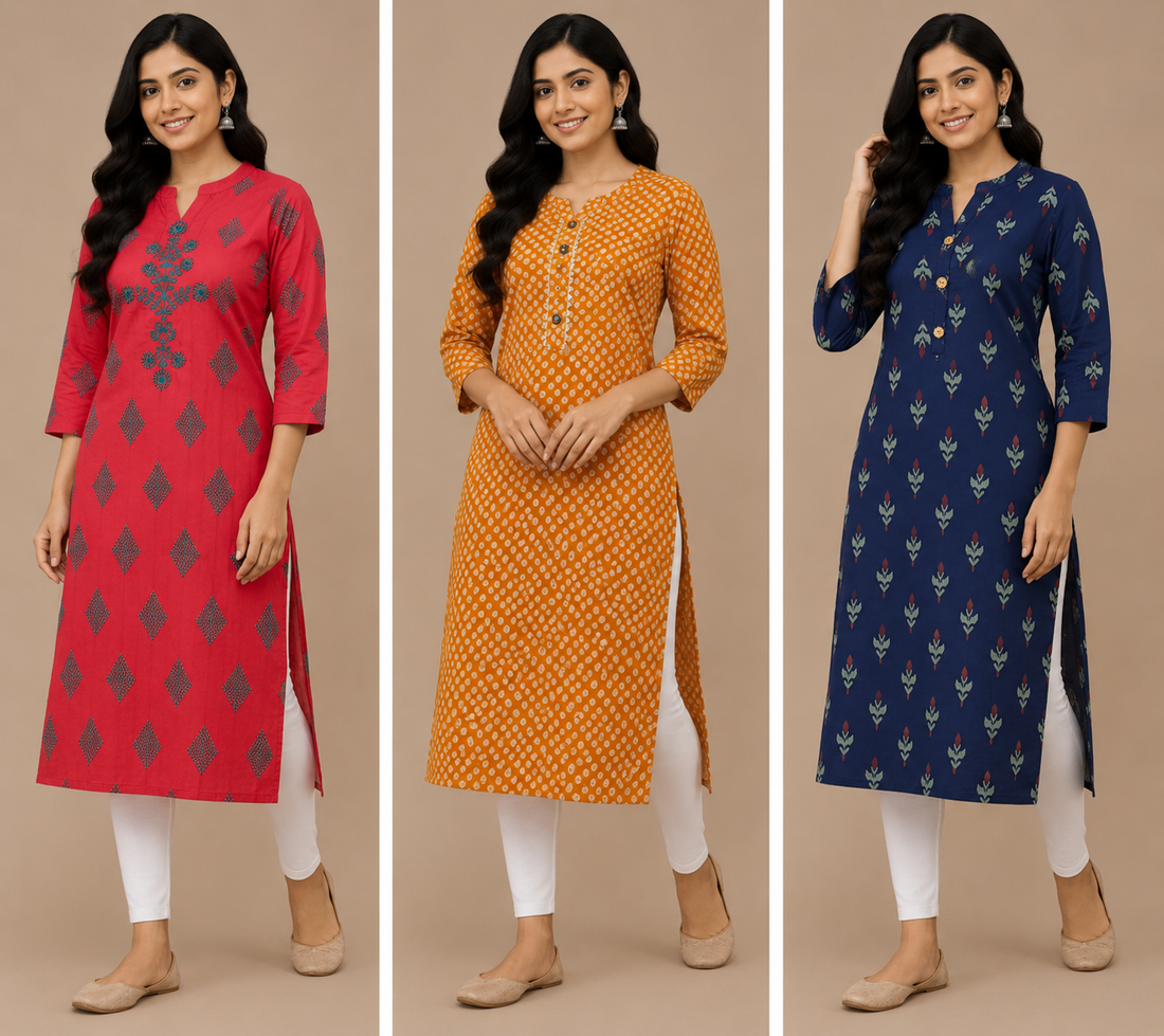 Combo 42 | Buy 3 Kurtis for ₹500 Combo (S size)