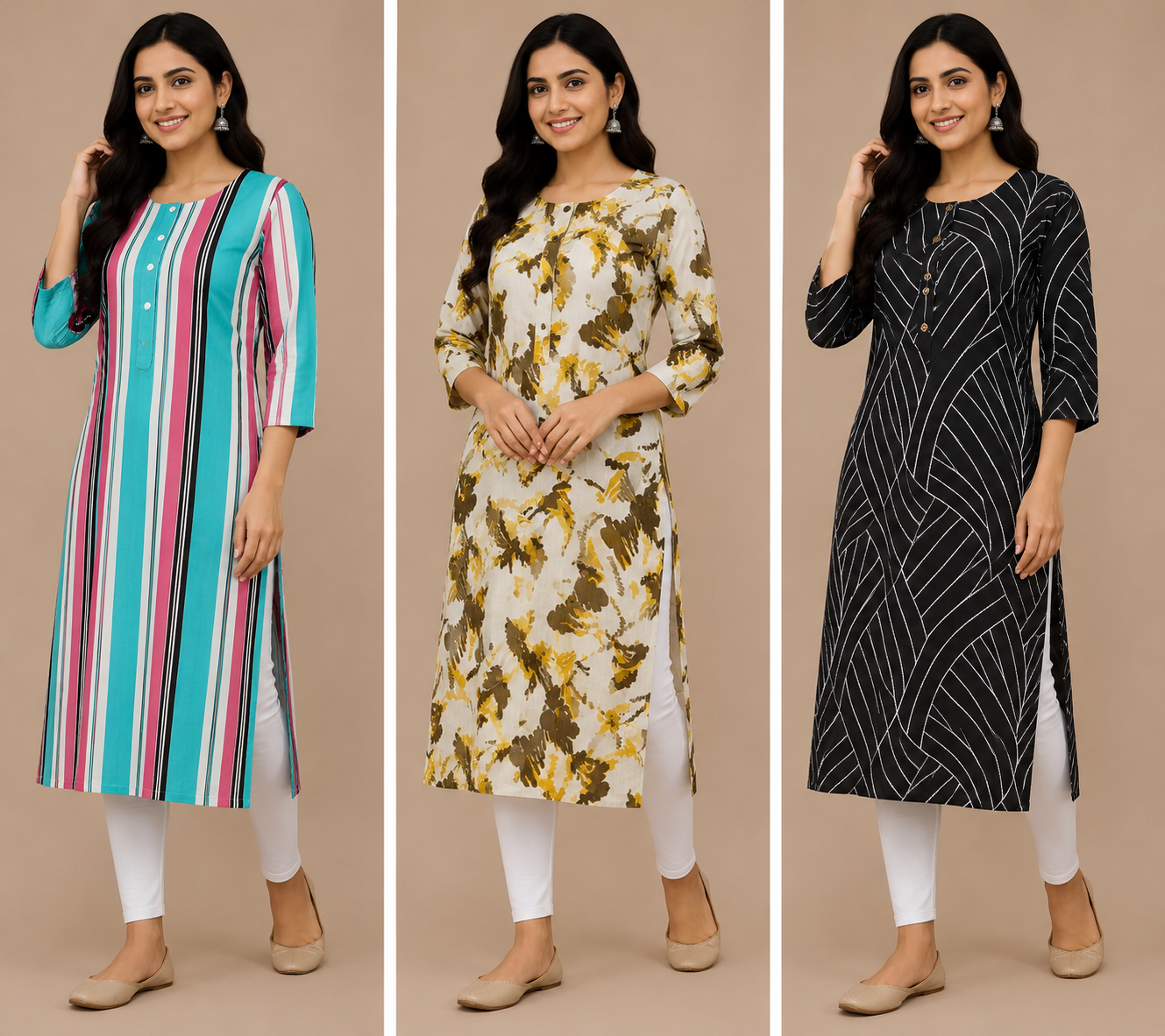 Combo 32- Large trends | Buy 3 Kurtis for ₹500 Combo (L size)