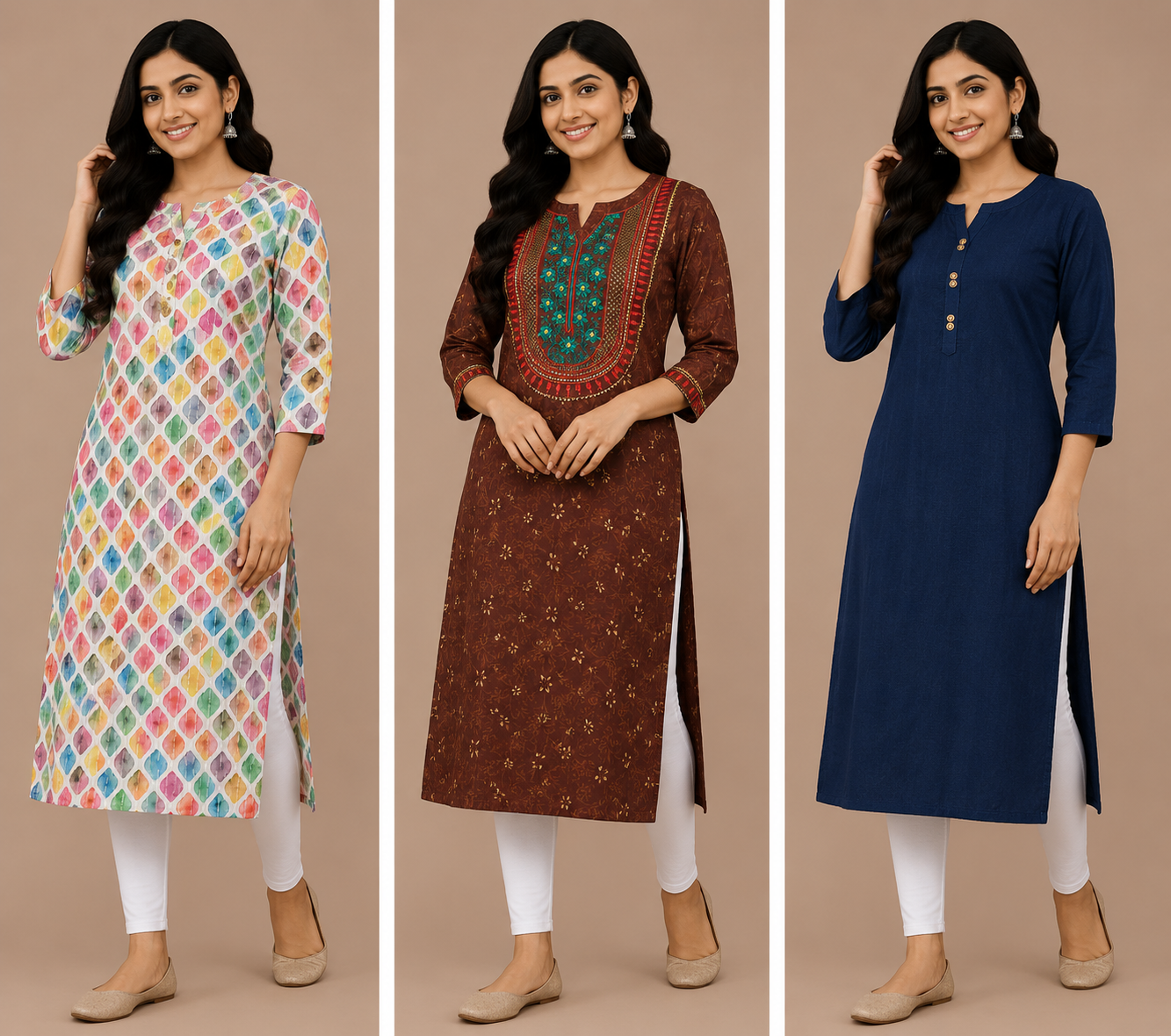 Combo 44 | Buy 3 Kurtis for ₹500 Combo (L size)