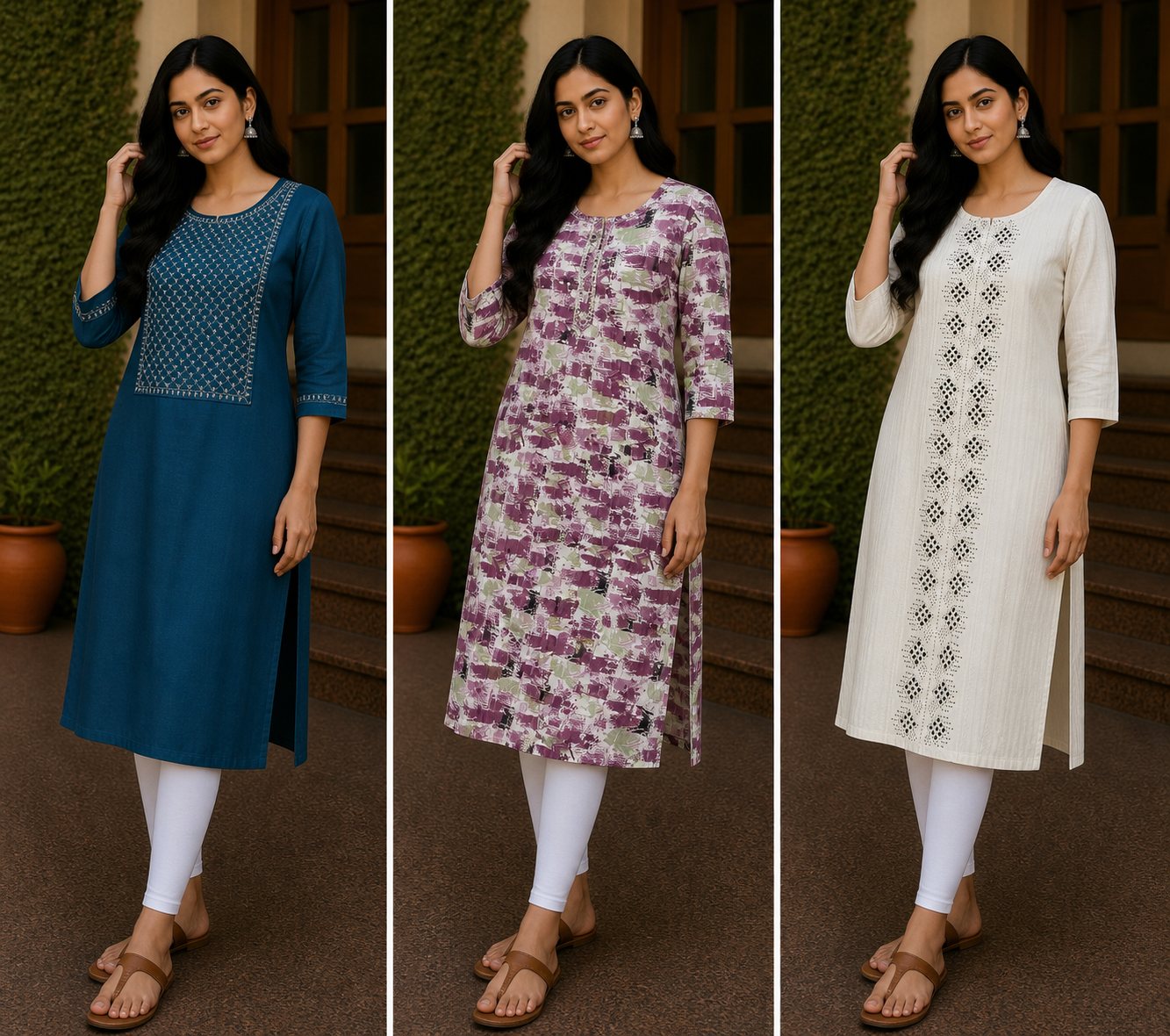 Combo 31- Large trends | Buy 3 Kurtis for ₹500 Combo (M size)