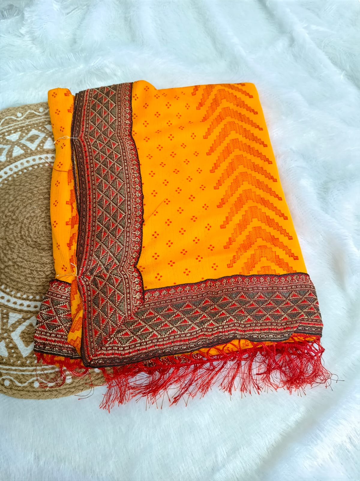 Yellow Designer Lightweight Georgette Saree with Running Blouse | Party & Office Wear Saree