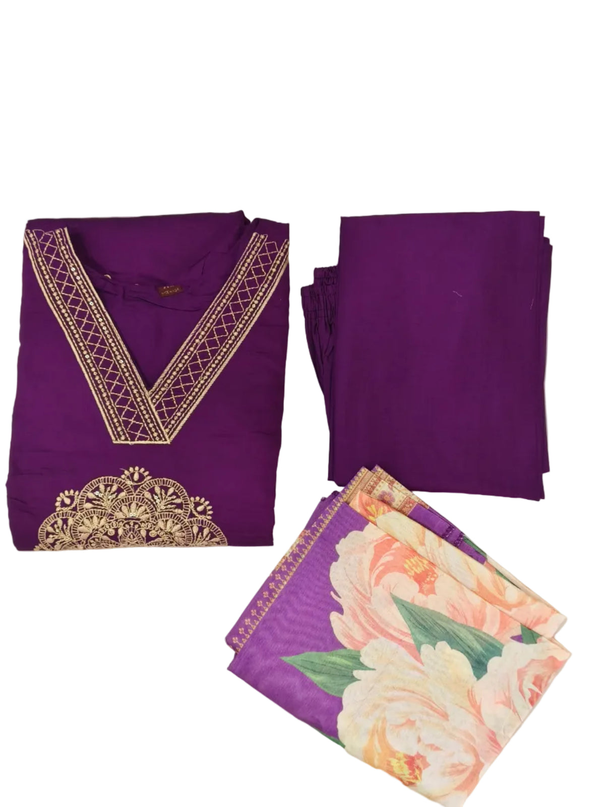 Roman Silk Kurti Pant Set with Complete Lining & Digital Print Organza Dupatta