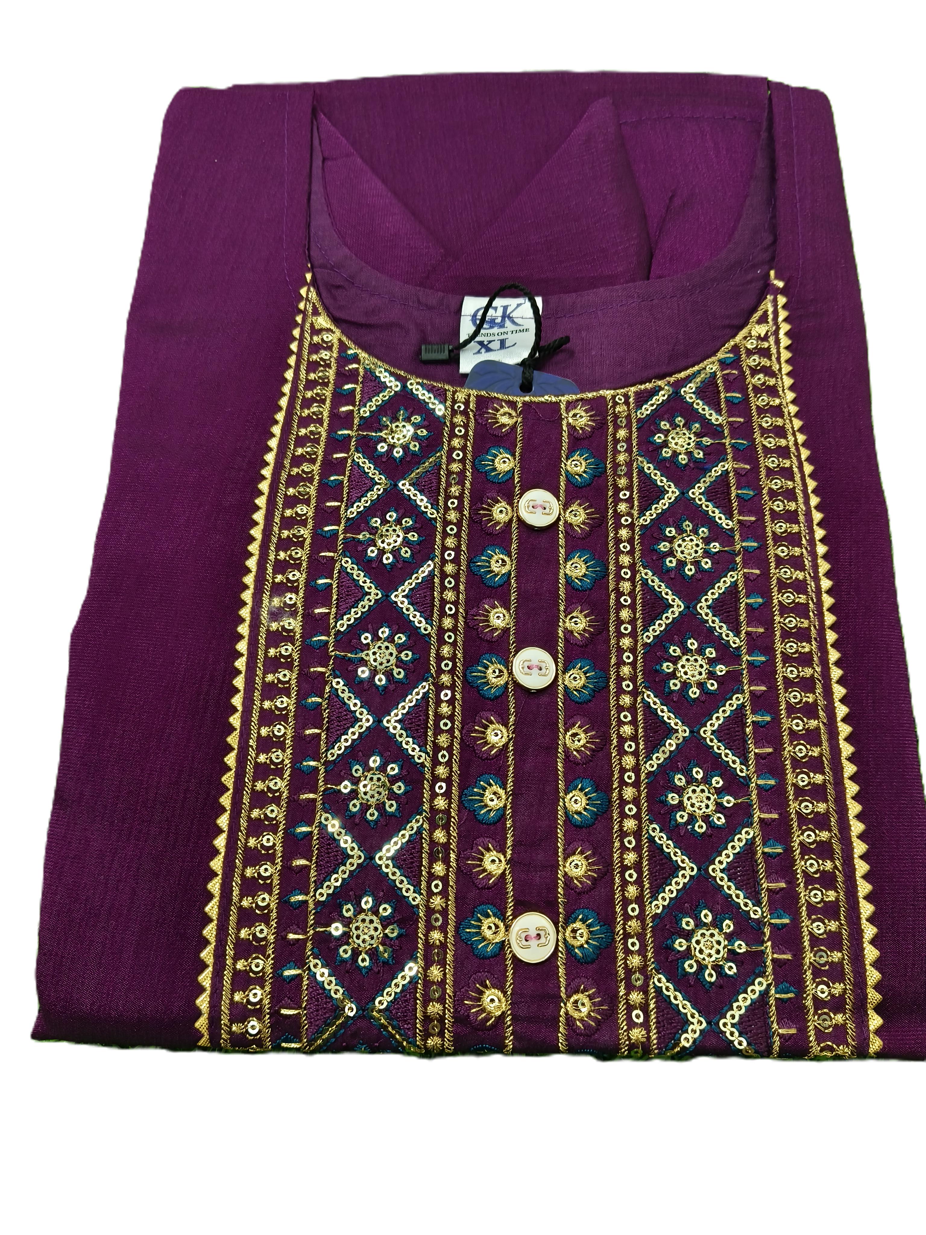 Premium Vichithra Silk Embroidered Side-Open Lining Kurti for Women