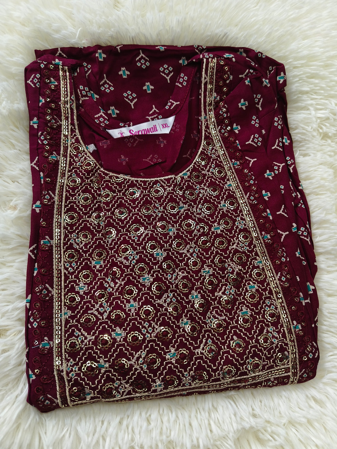 Rayon Sequence Work Umbrella Kurti – Stylish Flared Ethnic Wear