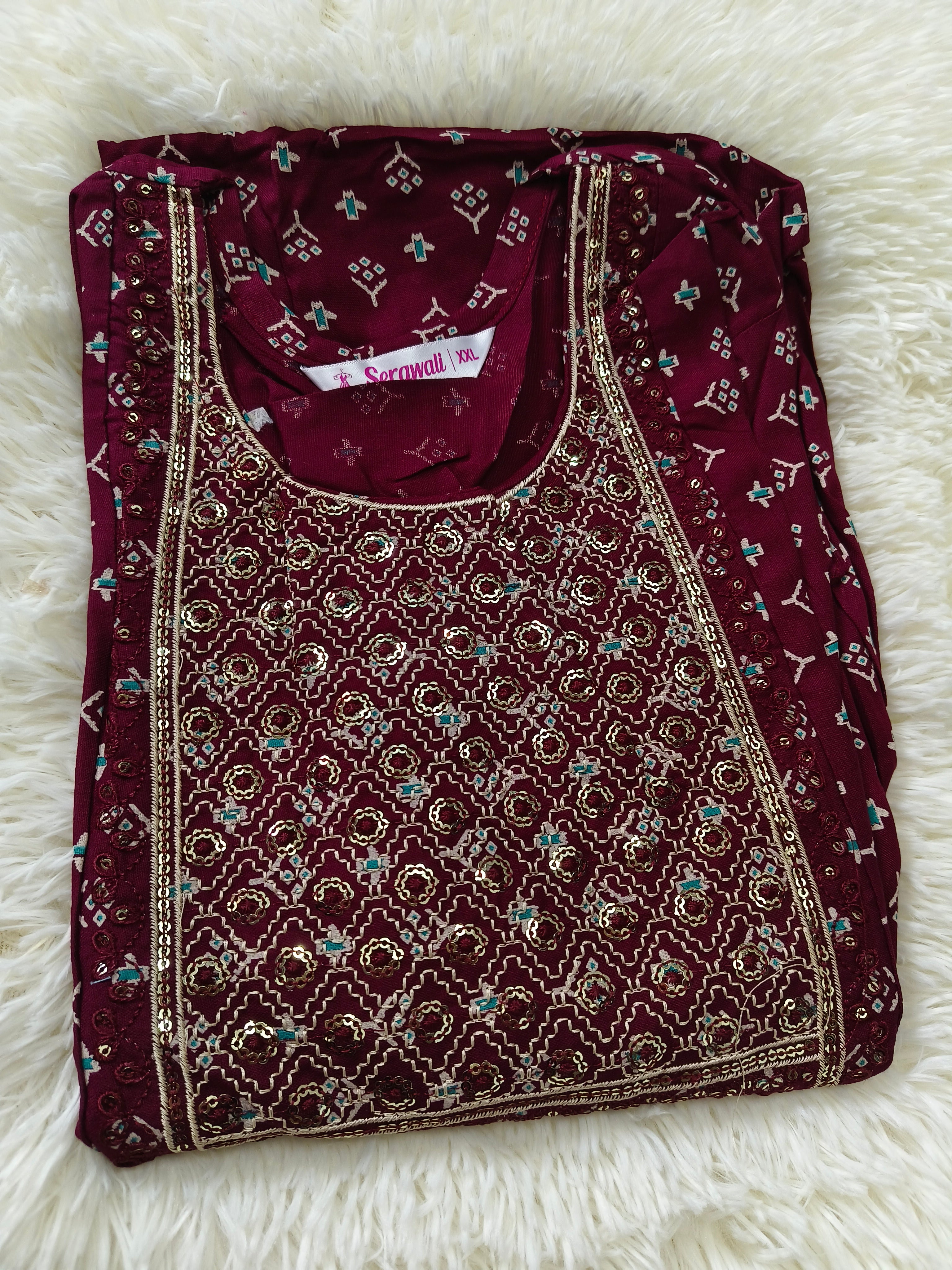 Rayon Sequence Work Umbrella Kurti – Stylish Flared Ethnic Wear