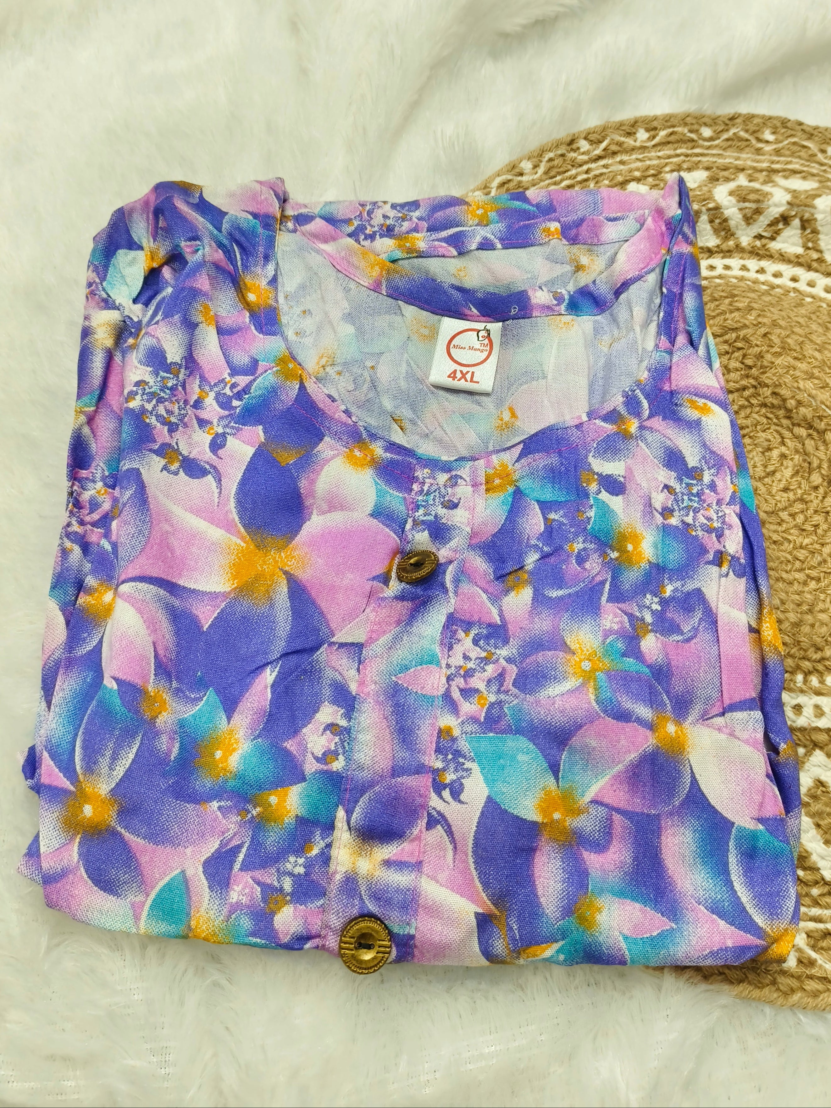 Women’s Floral Rayon Kurti – Soft Printed Daily Wear Ethnic Kurti Online
