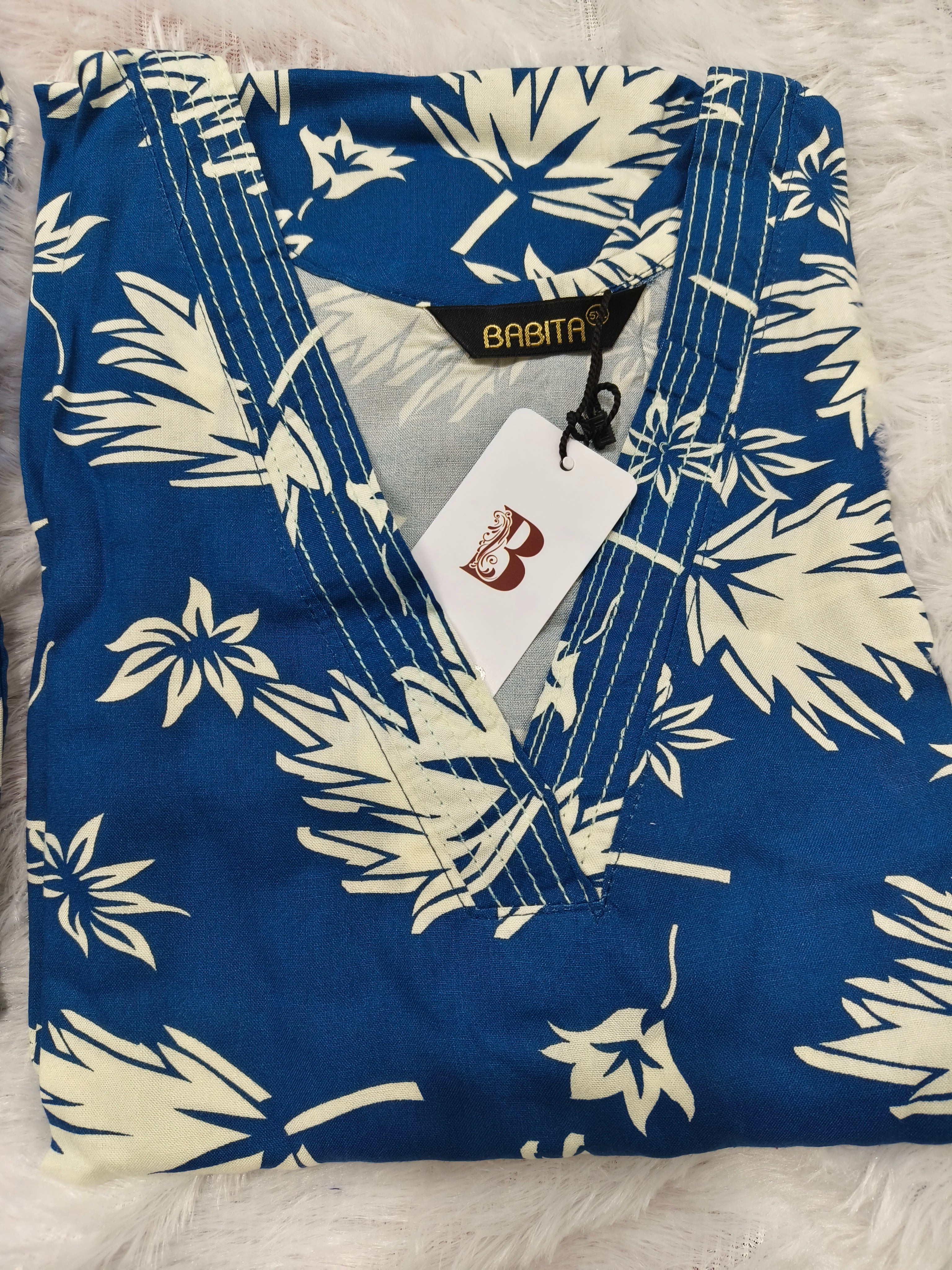Blue Women's Premium Printed Co-Ord Set| Stylish Top & Straight Pant Set (plus size)
