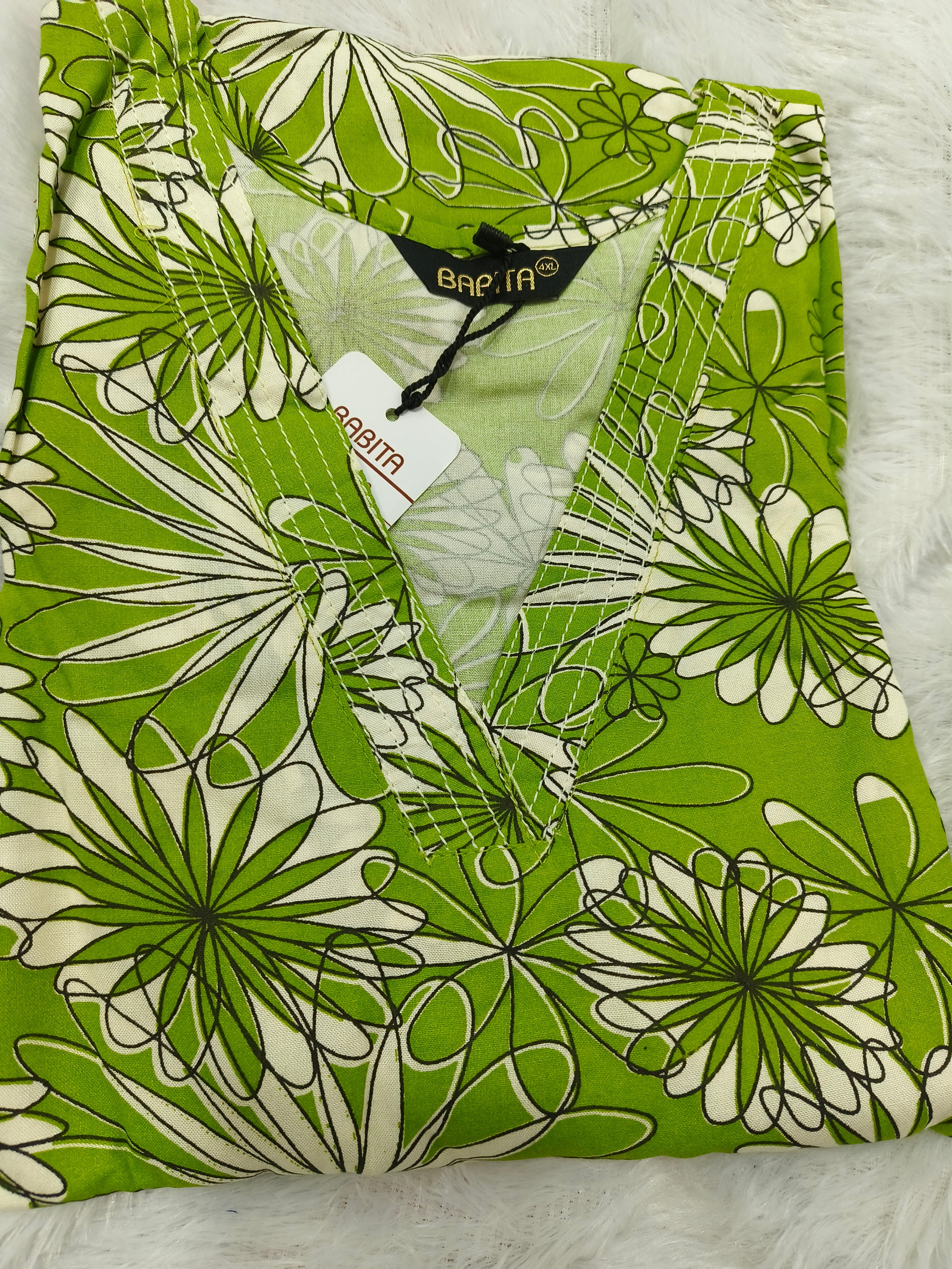 Parrot Green Women's Premium Printed Co-Ord Set | Stylish Top & Straight Pant Set (plus size)