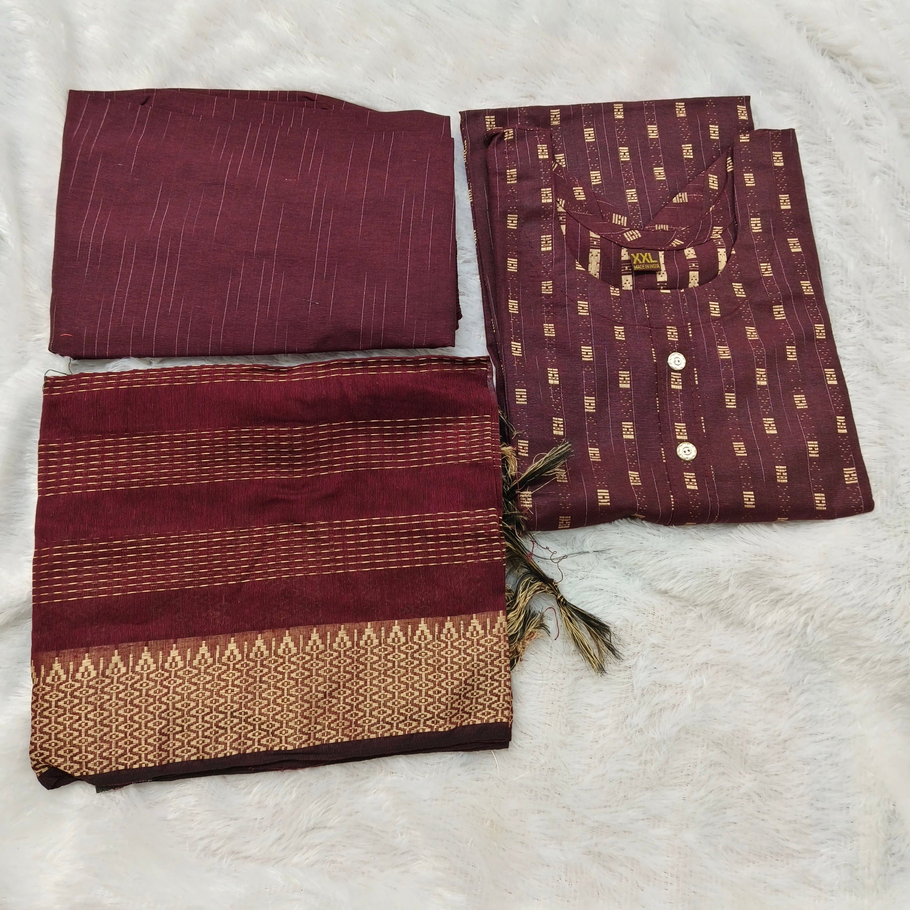 Soft Khadi 3 Piece Kurti Set with Pant & Dupatta for Women | Premium Ethnic Wear