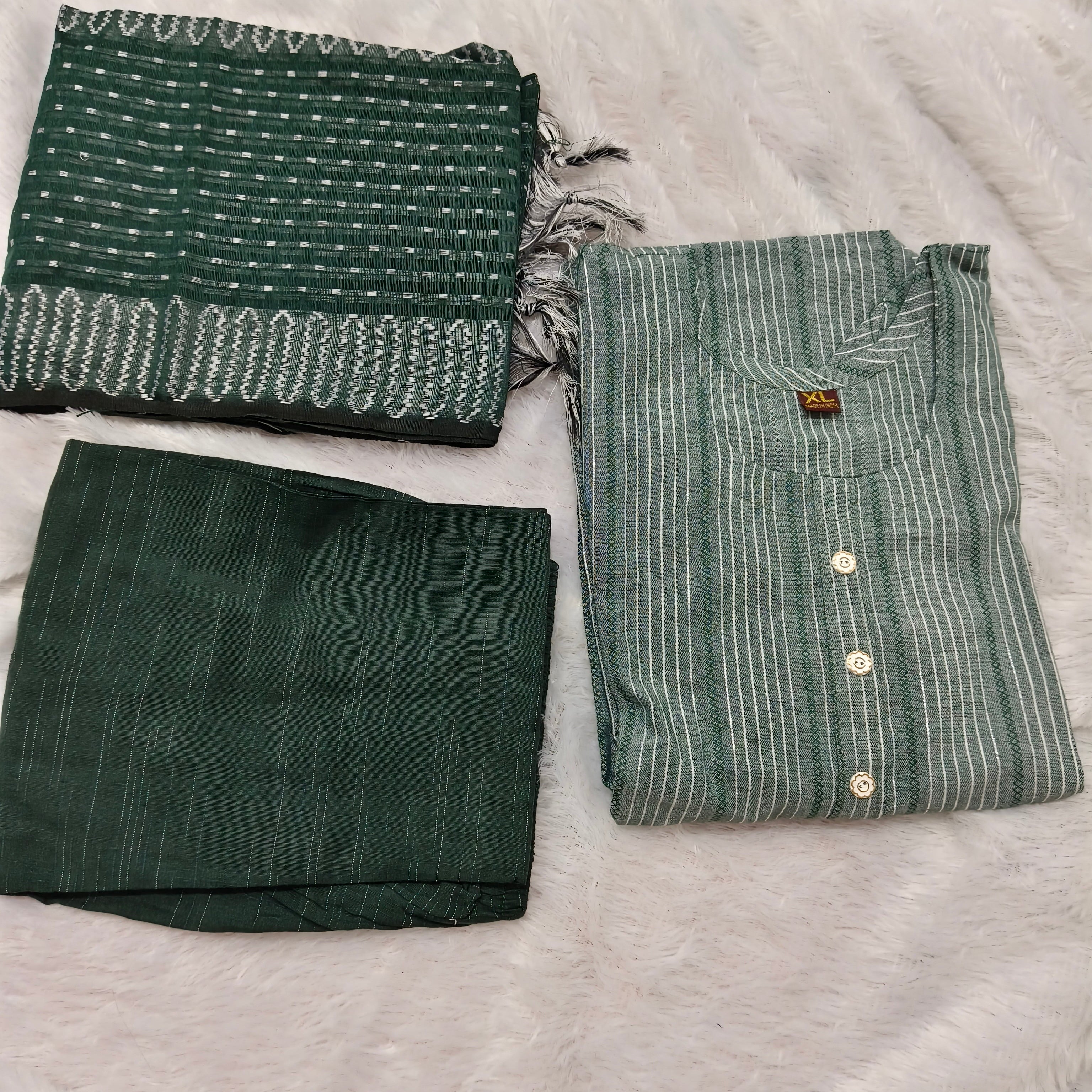 Soft Khadi 3 Piece Kurti Set with Pant & Dupatta for Women | Premium Ethnic Wear