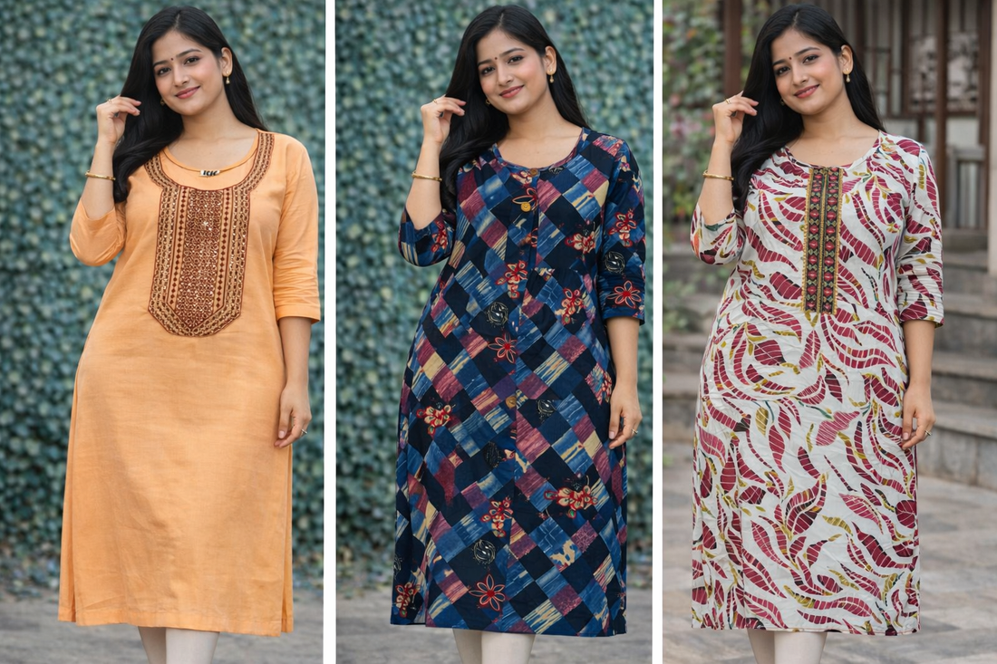 Combo 17- Daily trends | Buy 3 Kurtis for ₹500 Combo (XL size)